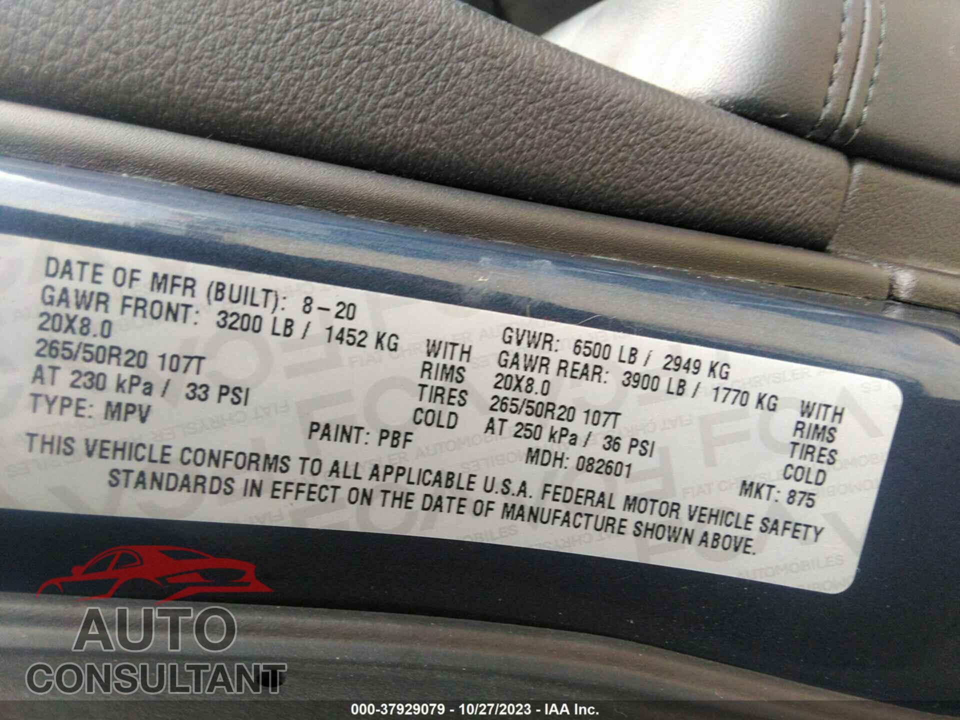 DODGE DURANGO 2020 - 1C4RDJDG3LC412876