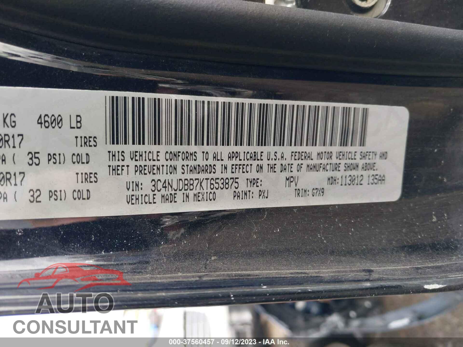 JEEP COMPASS 2019 - 3C4NJDBB7KT653875