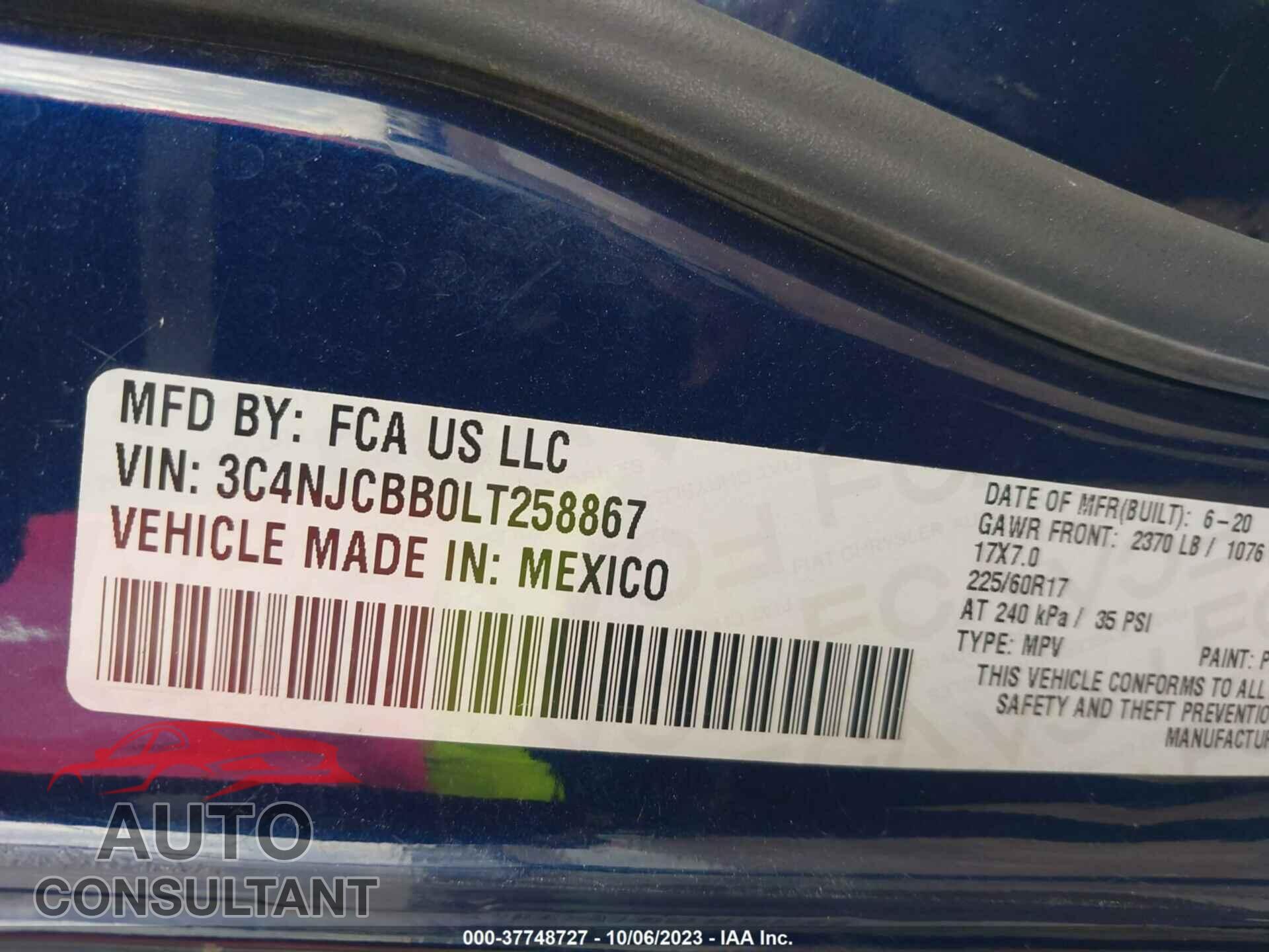 JEEP COMPASS 2020 - 3C4NJCBB0LT258867