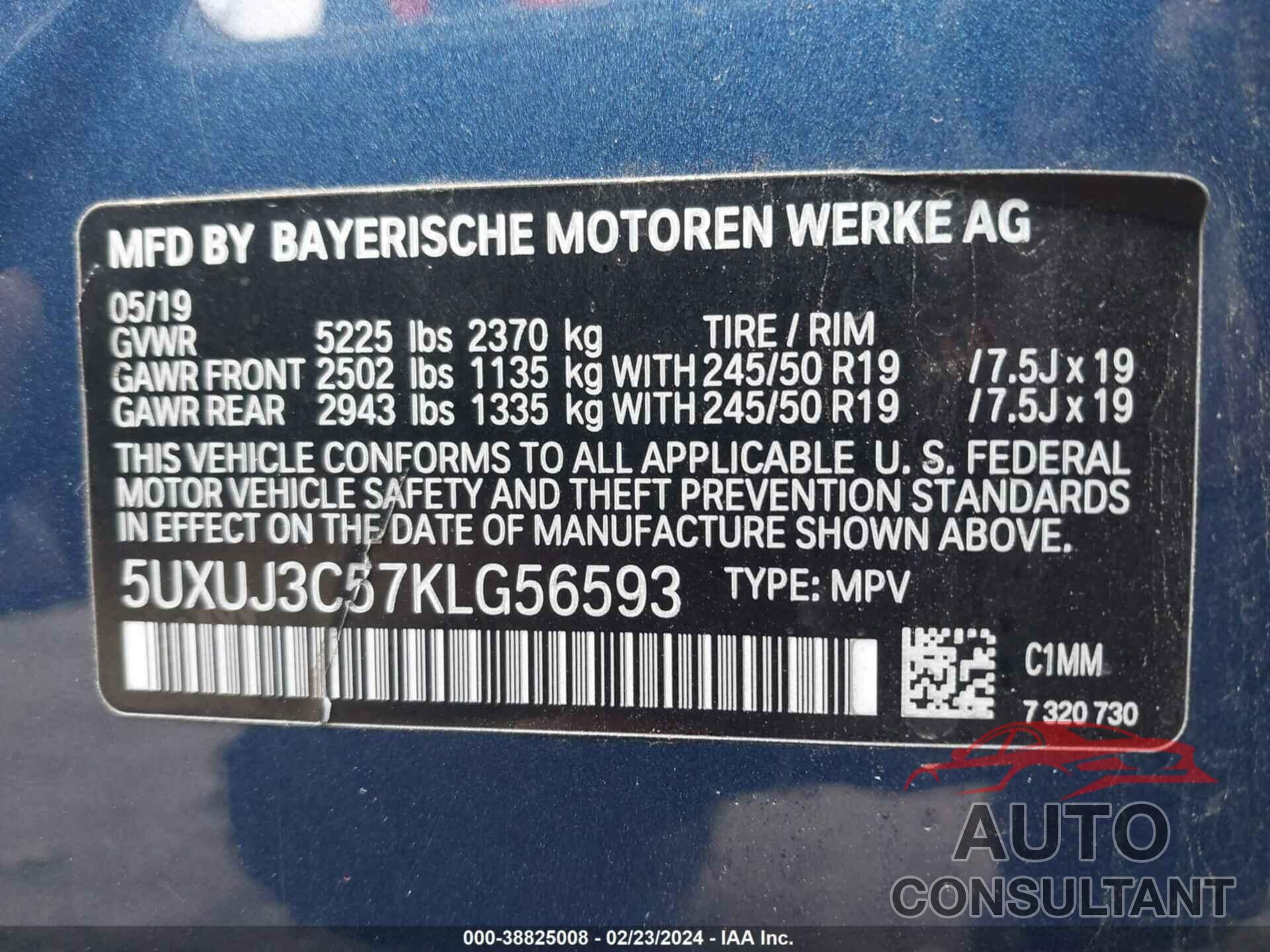 BMW X4 2019 - 5UXUJ3C57KLG56593