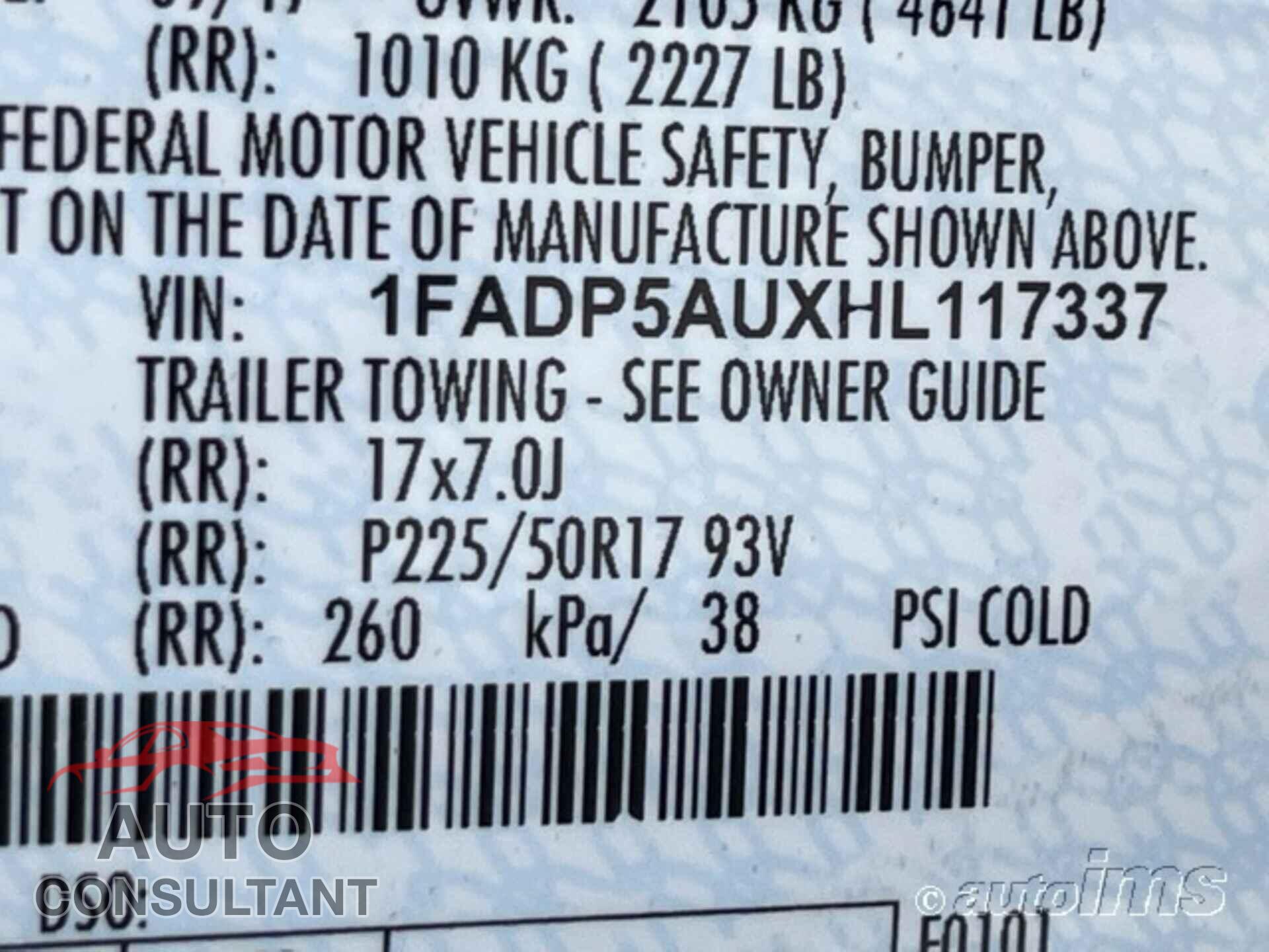 FORD C-MAX 2017 - 1FADP5AUXHL117337