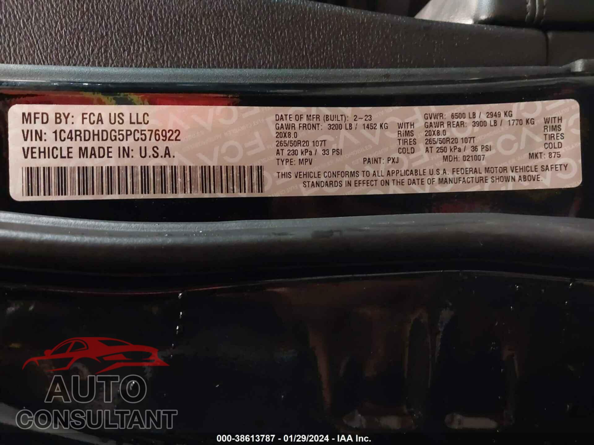 DODGE DURANGO 2023 - 1C4RDHDG5PC576922