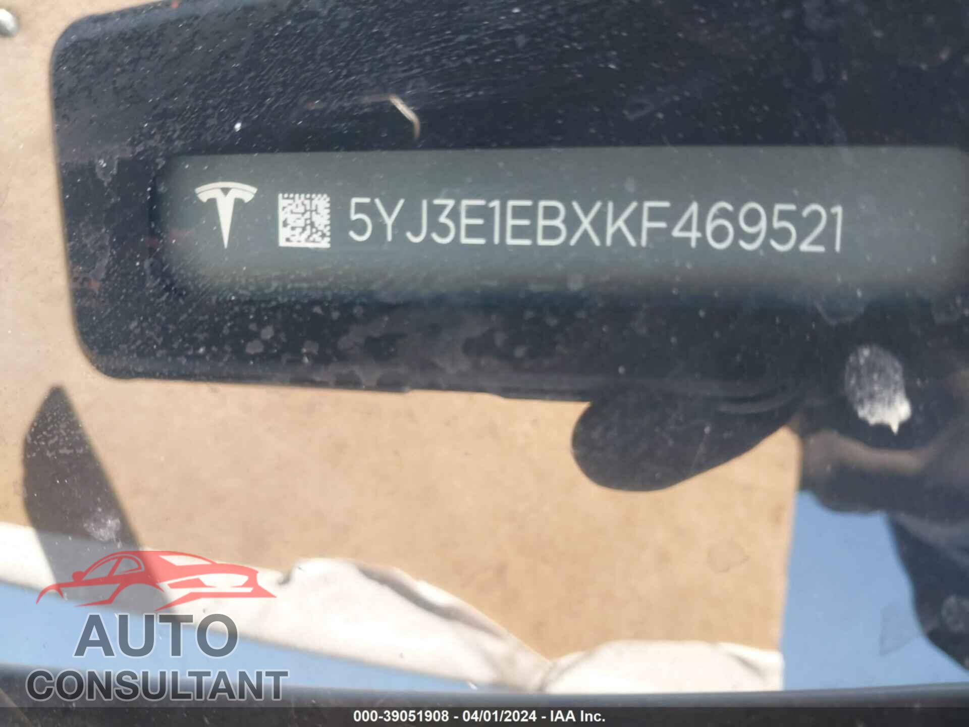 TESLA MODEL 3 2019 - 5YJ3E1EBXKF469521