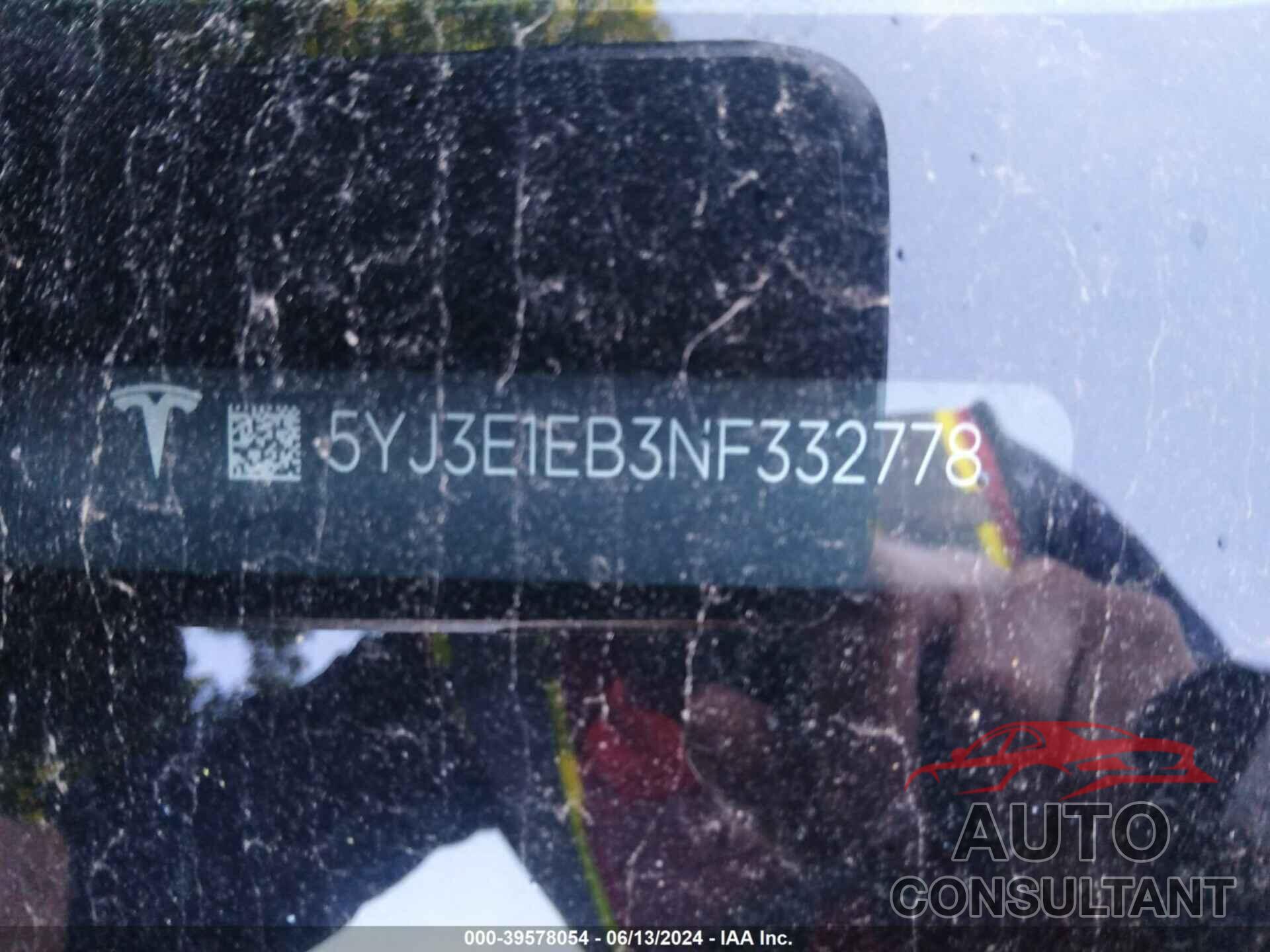 TESLA MODEL 3 2022 - 5YJ3E1EB3NF332778