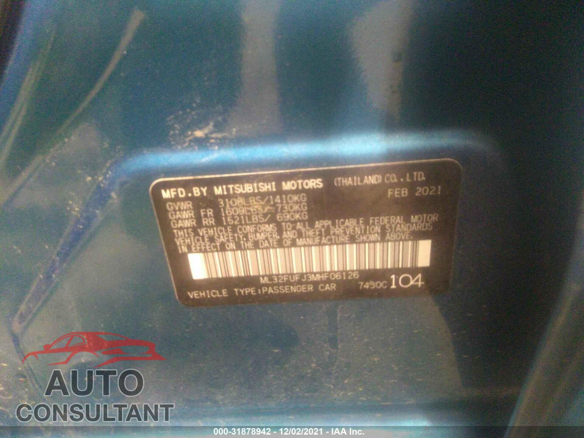 MITSUBISHI MIRAGE G4 2021 - ML32FUFJ3MHF06126