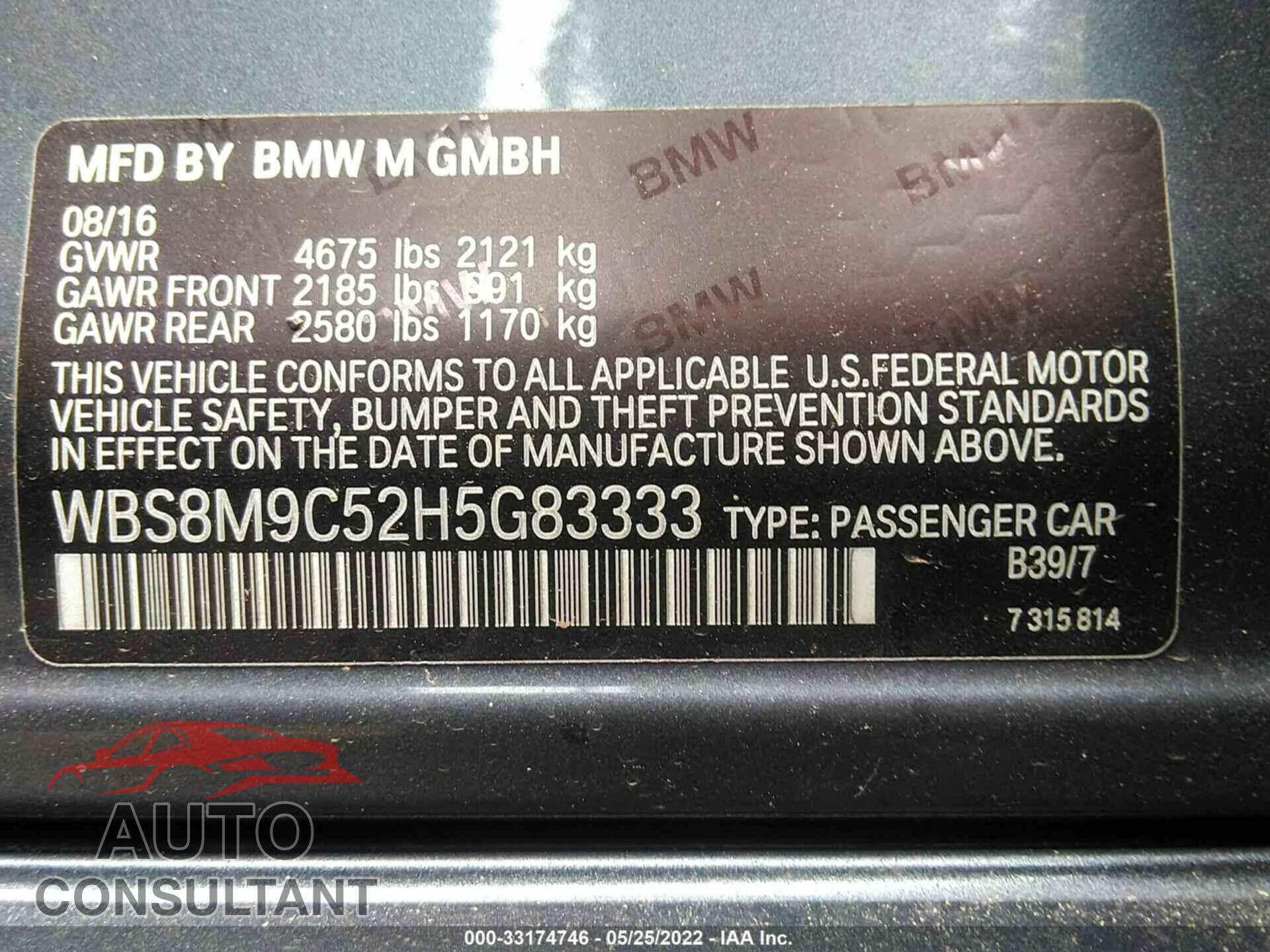 BMW M3 2017 - WBS8M9C52H5G83333