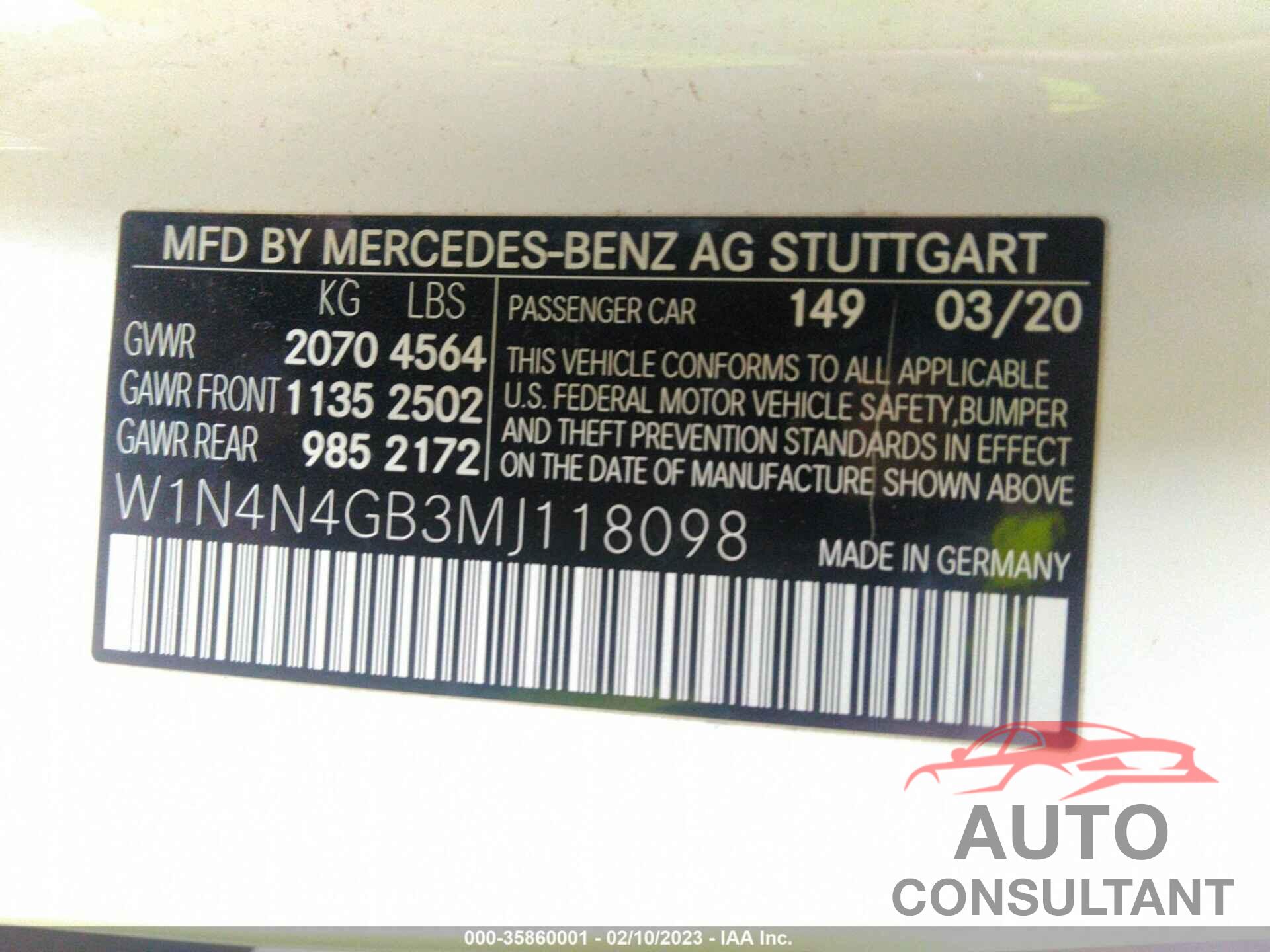 MERCEDES-BENZ GLA 2021 - W1N4N4GB3MJ118098