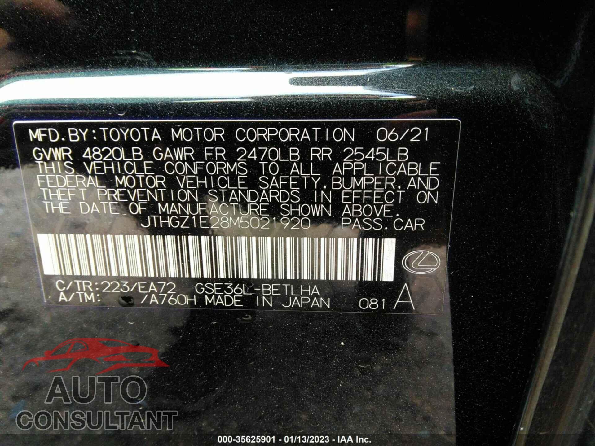 LEXUS IS 2021 - JTHGZ1E28M5021920
