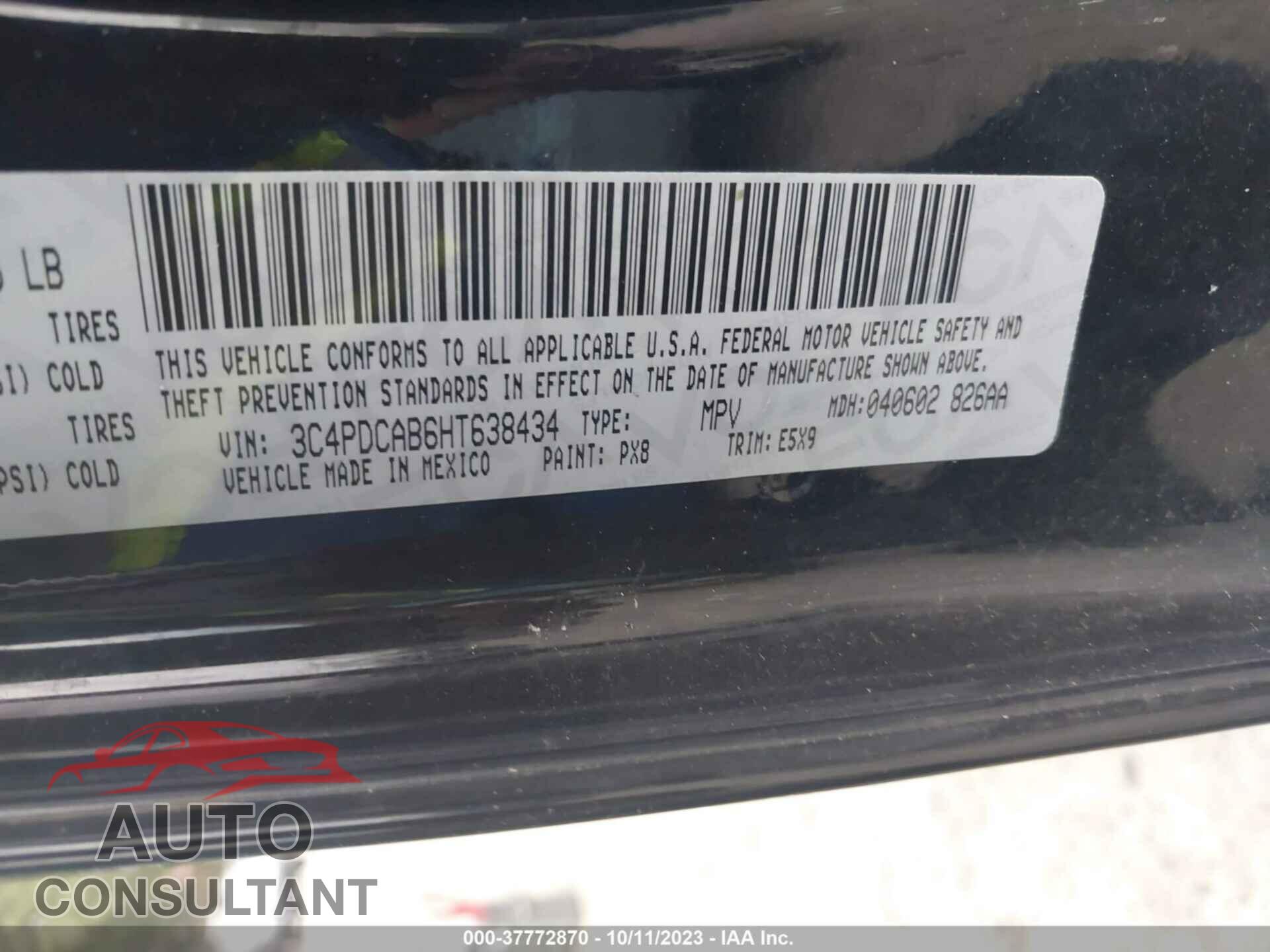 DODGE JOURNEY 2017 - 3C4PDCAB6HT638434