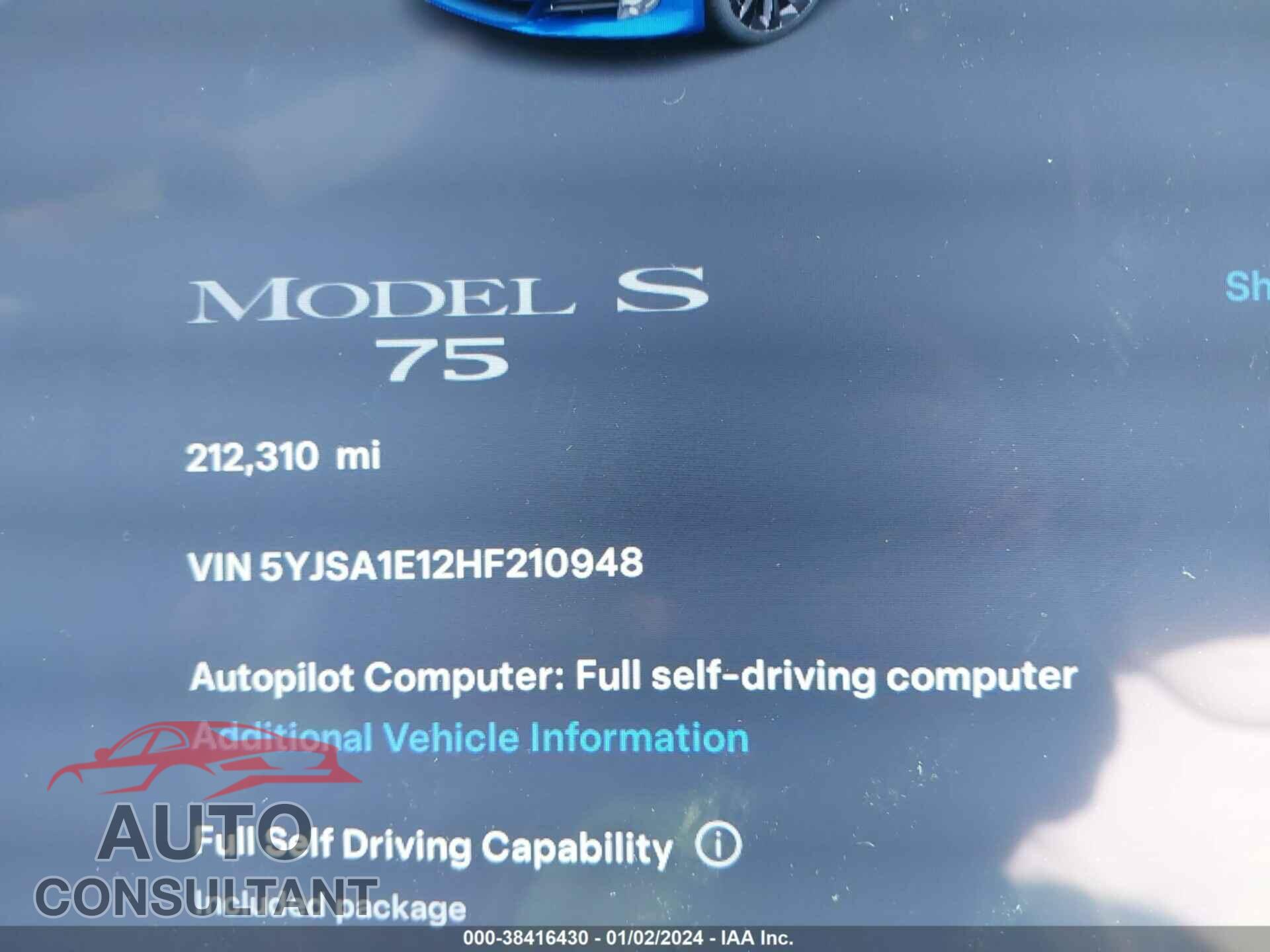TESLA MODEL S 2017 - 5YJSA1E12HF210948
