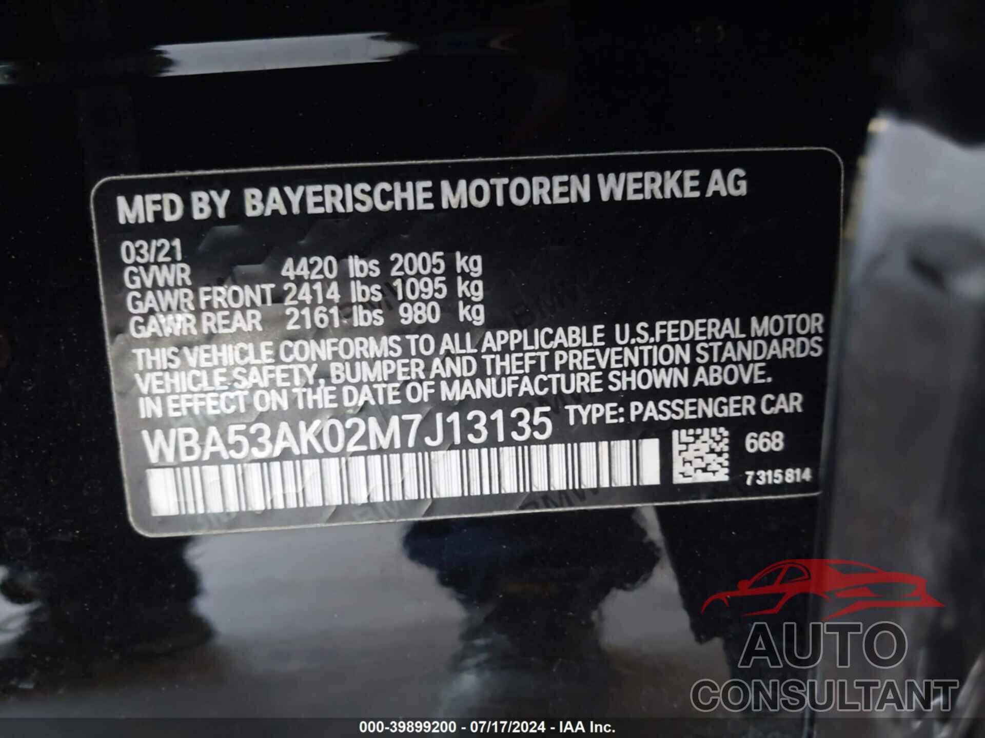 BMW 228I GRAN COUPE 2021 - WBA53AK02M7J13135