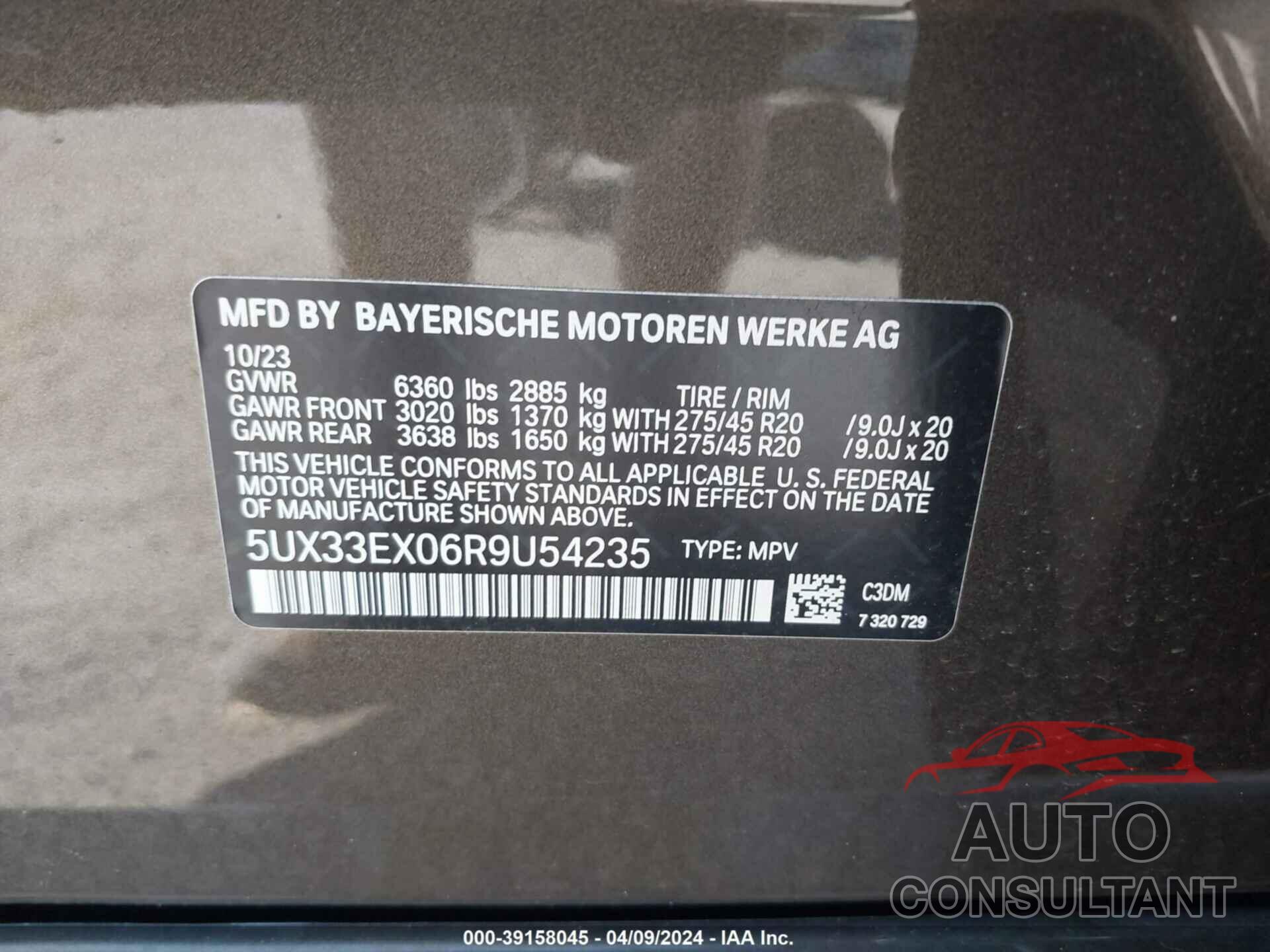 BMW X6 2024 - 5UX33EX06R9U54235