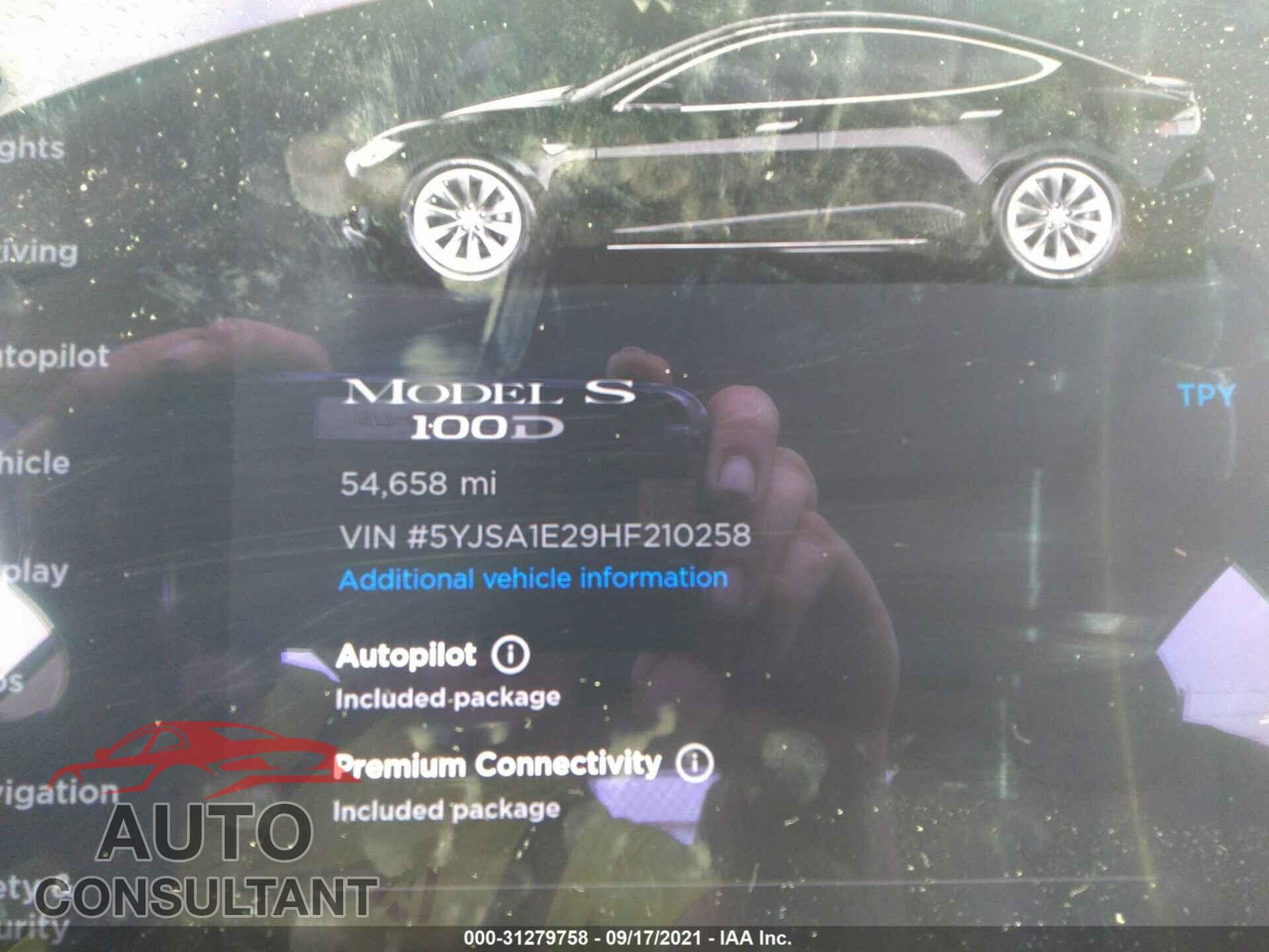TESLA MODEL S 2017 - 5YJSA1E29HF210258