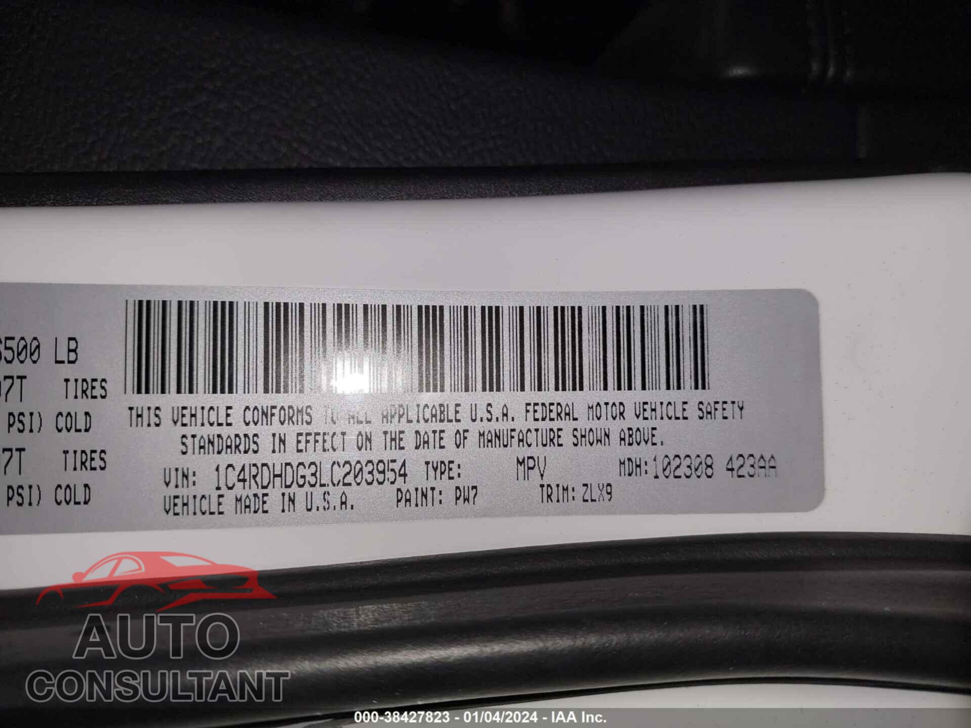 DODGE DURANGO 2020 - 1C4RDHDG3LC203954