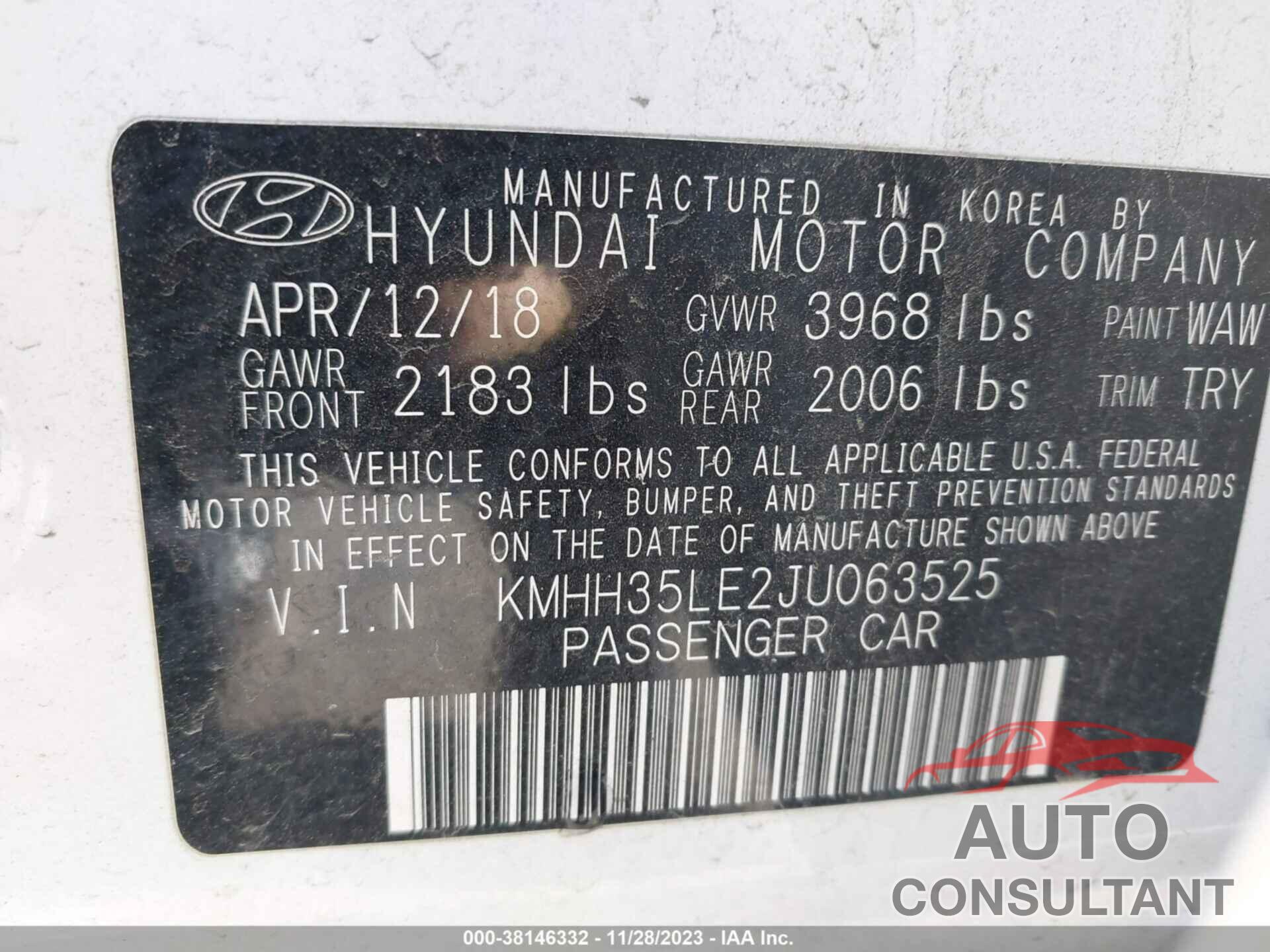 HYUNDAI ELANTRA GT 2018 - KMHH35LE2JU063525