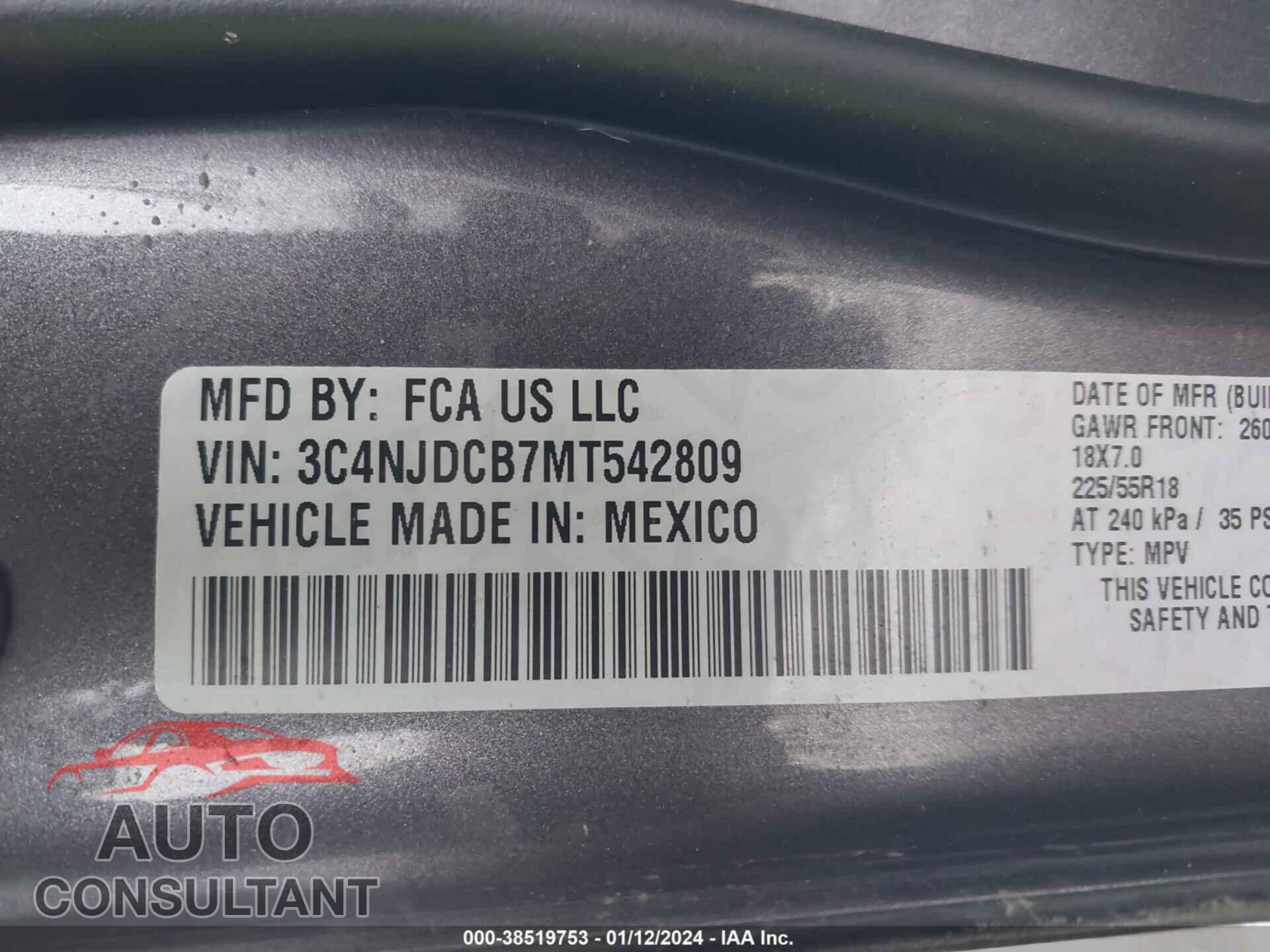 JEEP COMPASS 2021 - 3C4NJDCB7MT542809