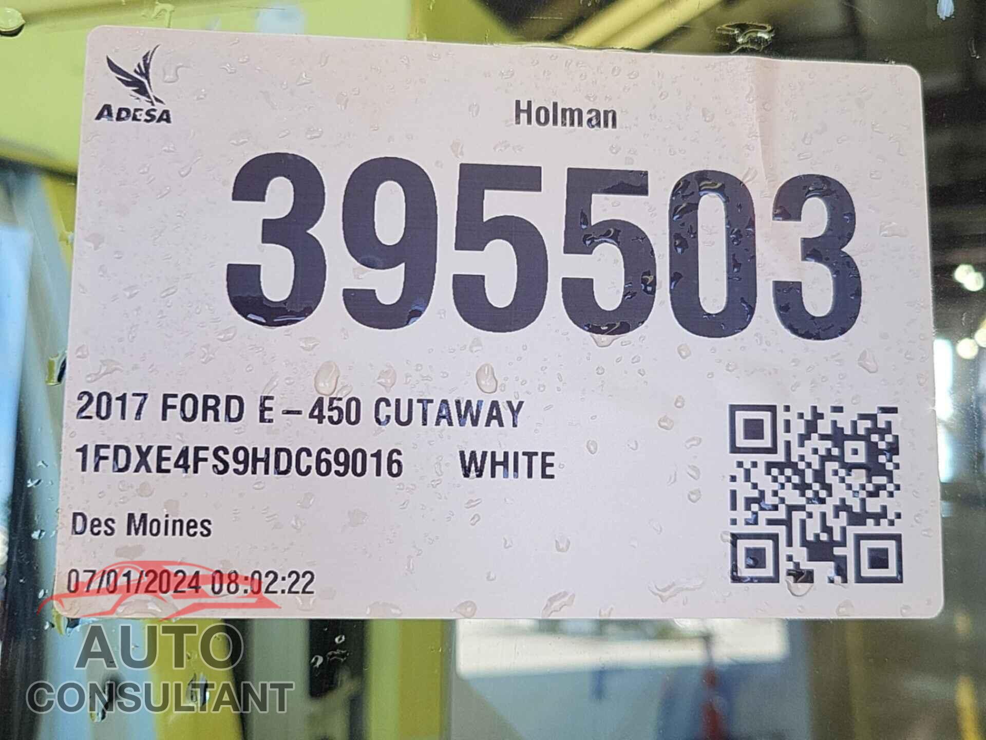FORD E-450 CUTAWAY 2017 - 1FDXE4FS9HDC69016