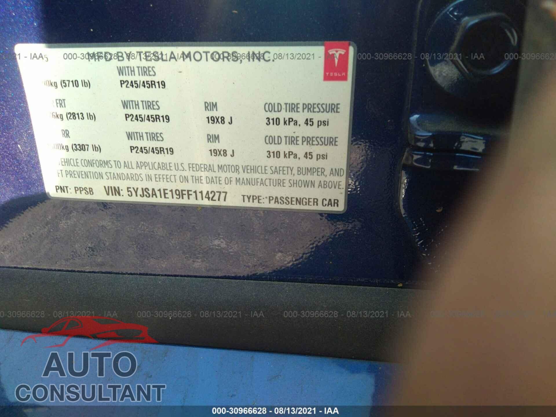 TESLA MODEL S 2015 - 5YJSA1E19FF114277
