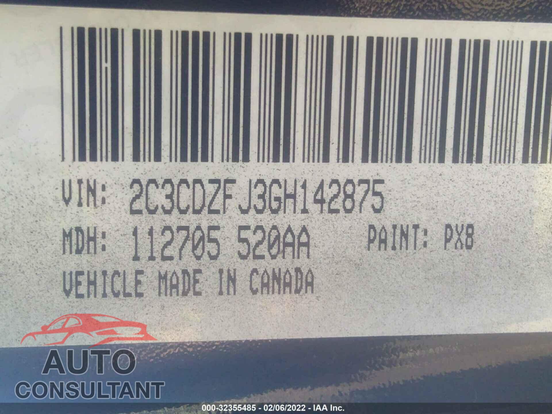 DODGE CHALLENGER 2016 - 2C3CDZFJ3GH142875