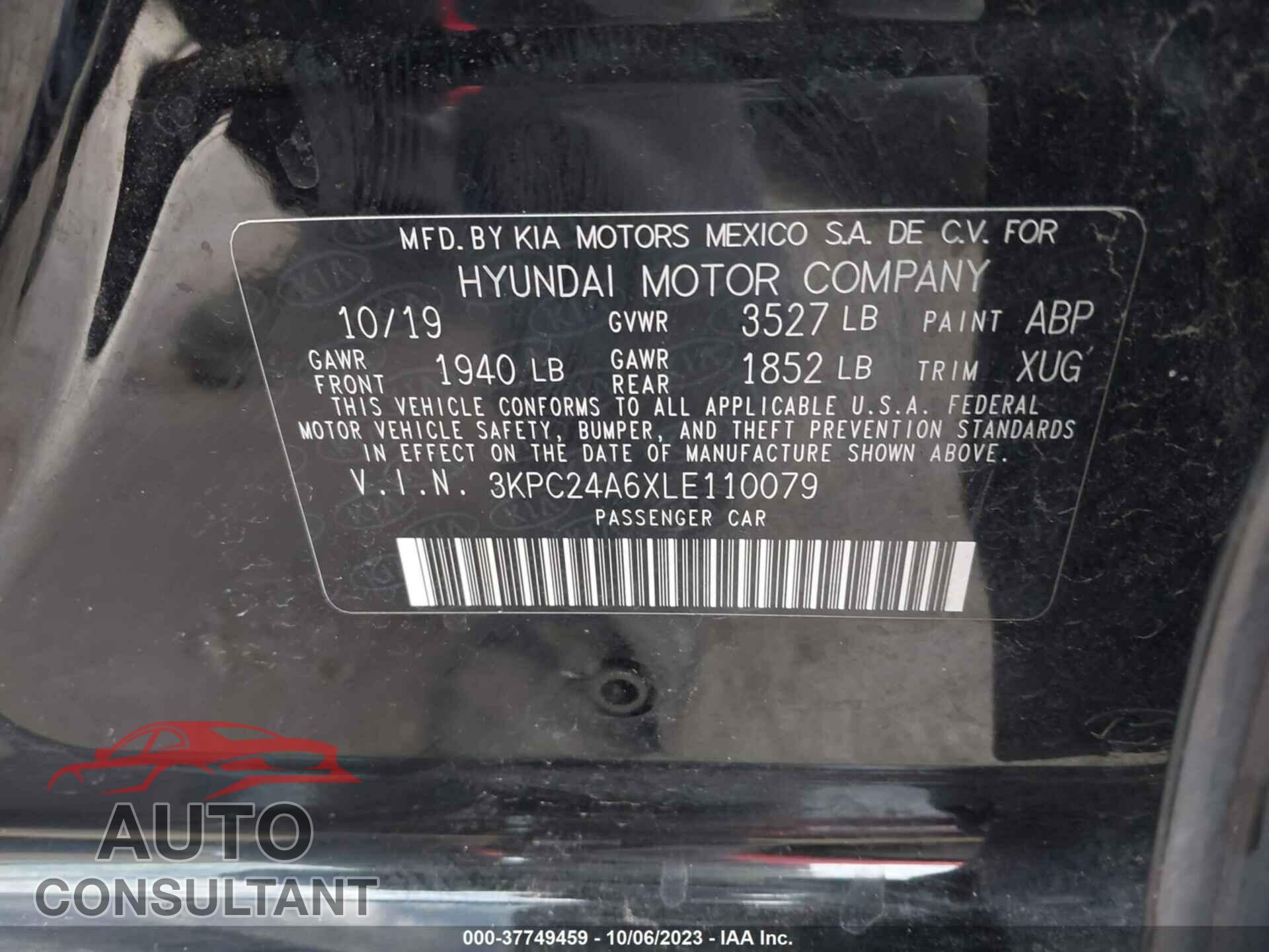 HYUNDAI ACCENT 2020 - 3KPC24A6XLE110079