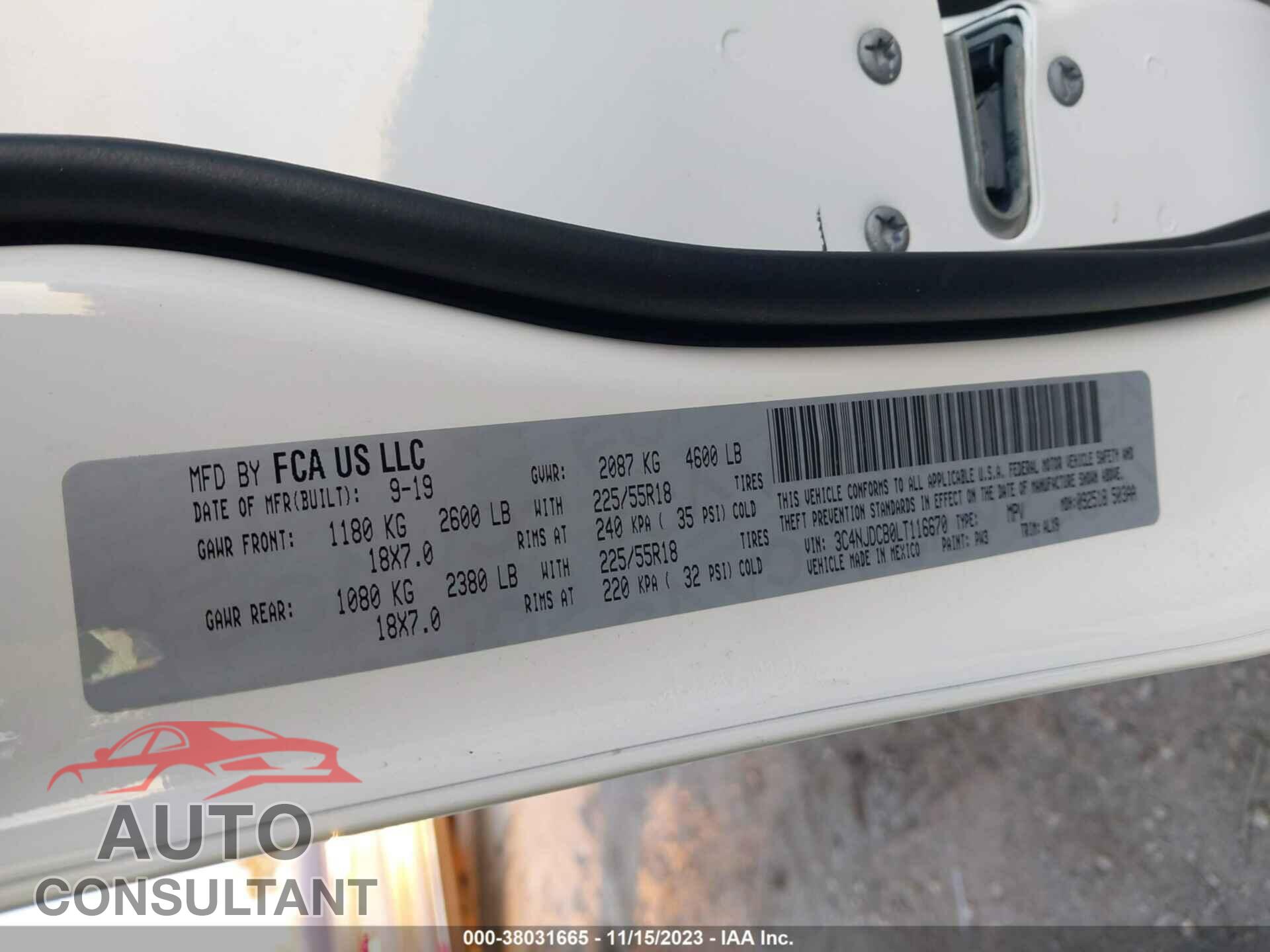 JEEP COMPASS 2020 - 3C4NJDCB0LT116670