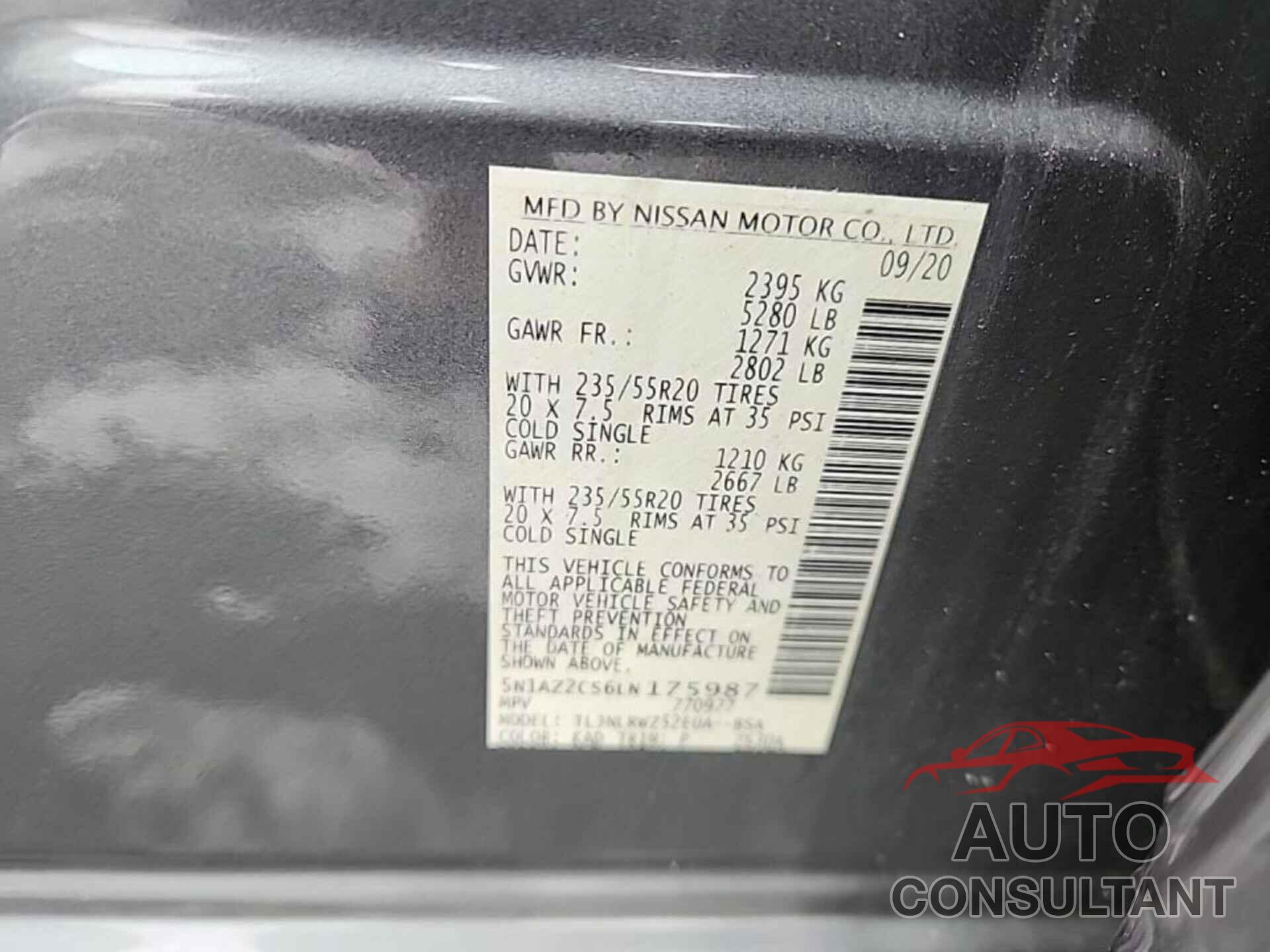 NISSAN MURANO 2020 - 5N1AZ2CS6LN175987