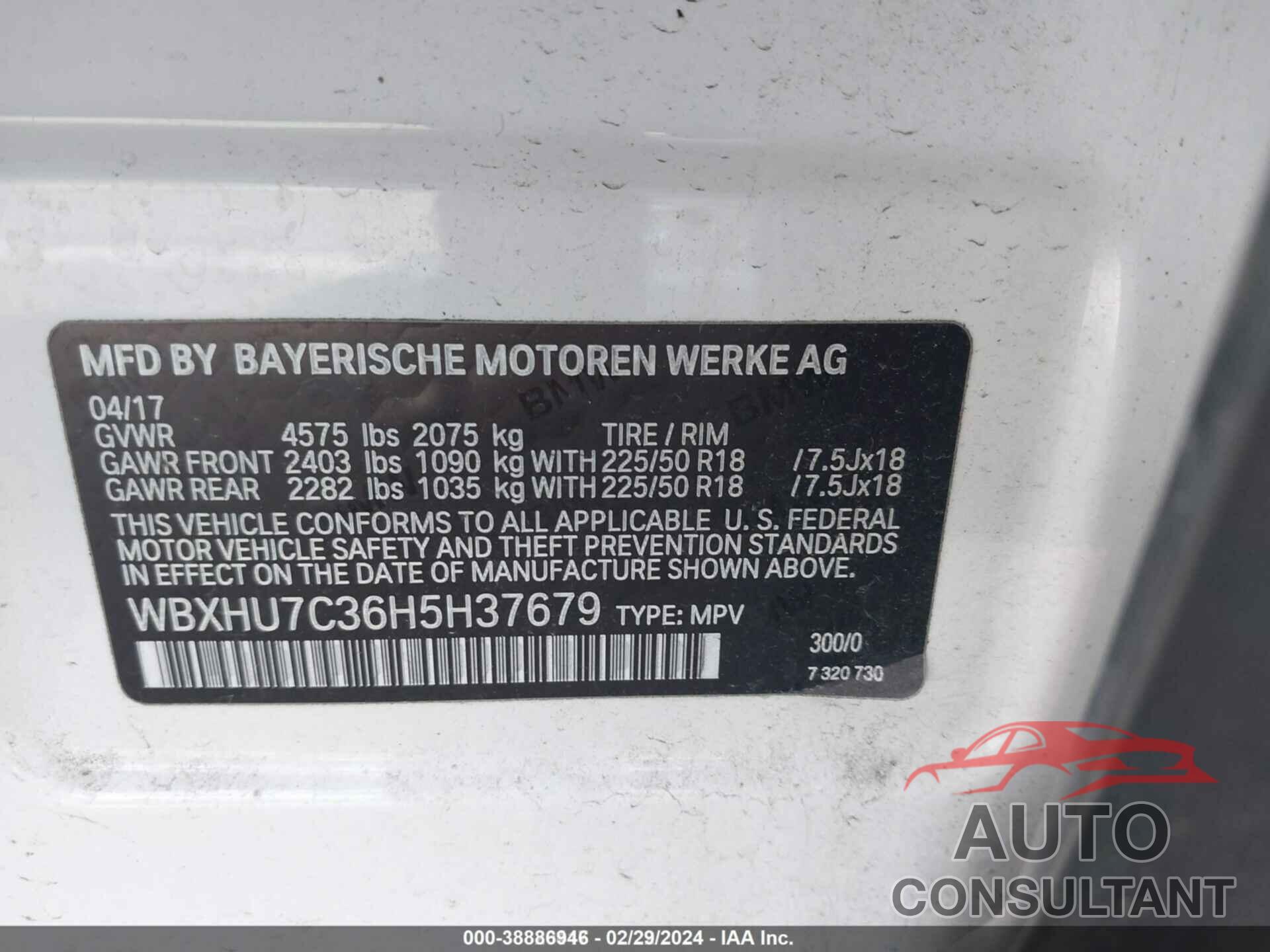 BMW X1 2017 - WBXHU7C36H5H37679