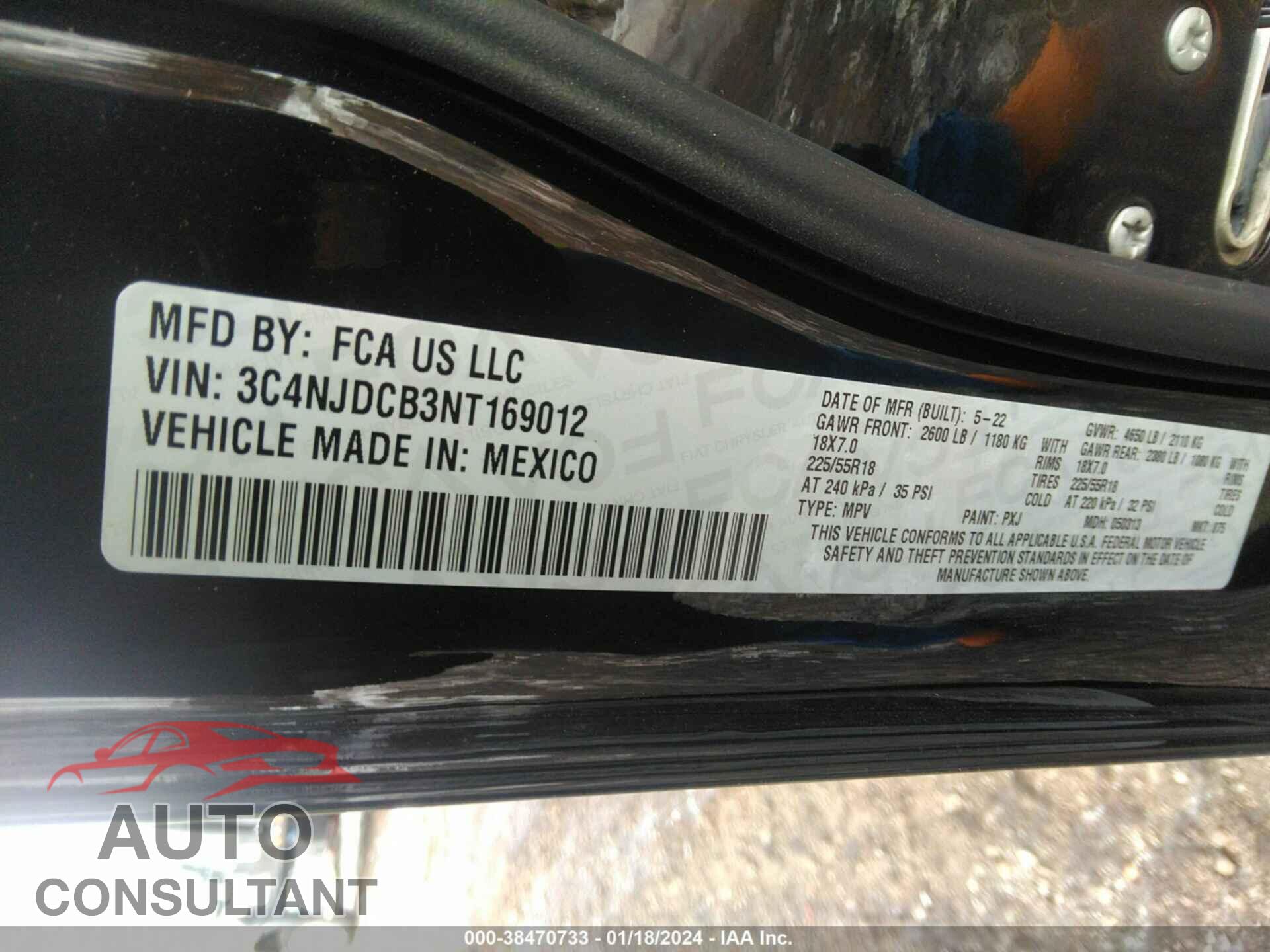 JEEP COMPASS 2022 - 3C4NJDCB3NT169012