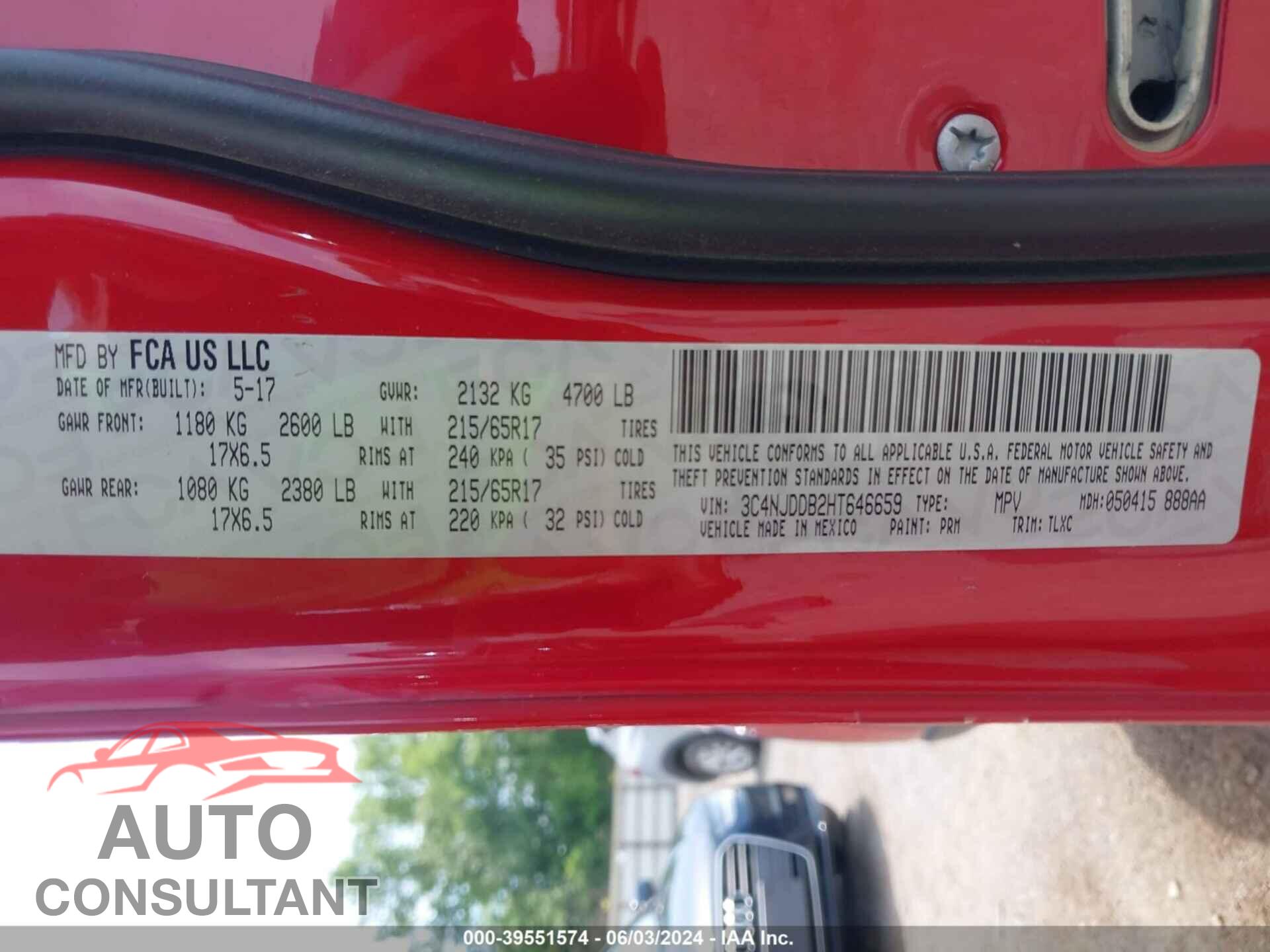 JEEP NEW COMPASS 2017 - 3C4NJDDB2HT646659