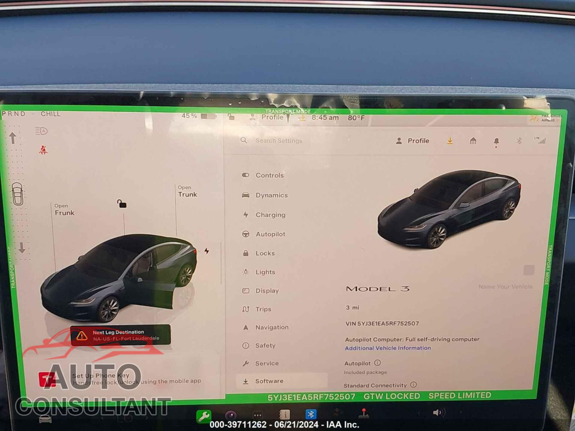 TESLA MODEL 3 2024 - 5YJ3E1EA5RF752507