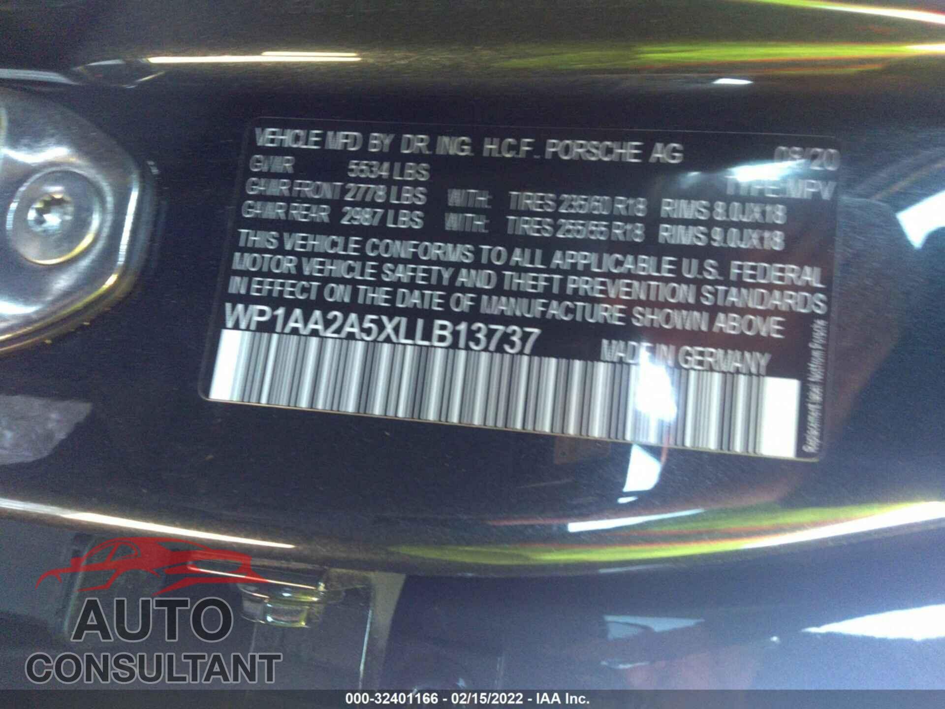 PORSCHE MACAN 2020 - WP1AA2A5XLLB13737
