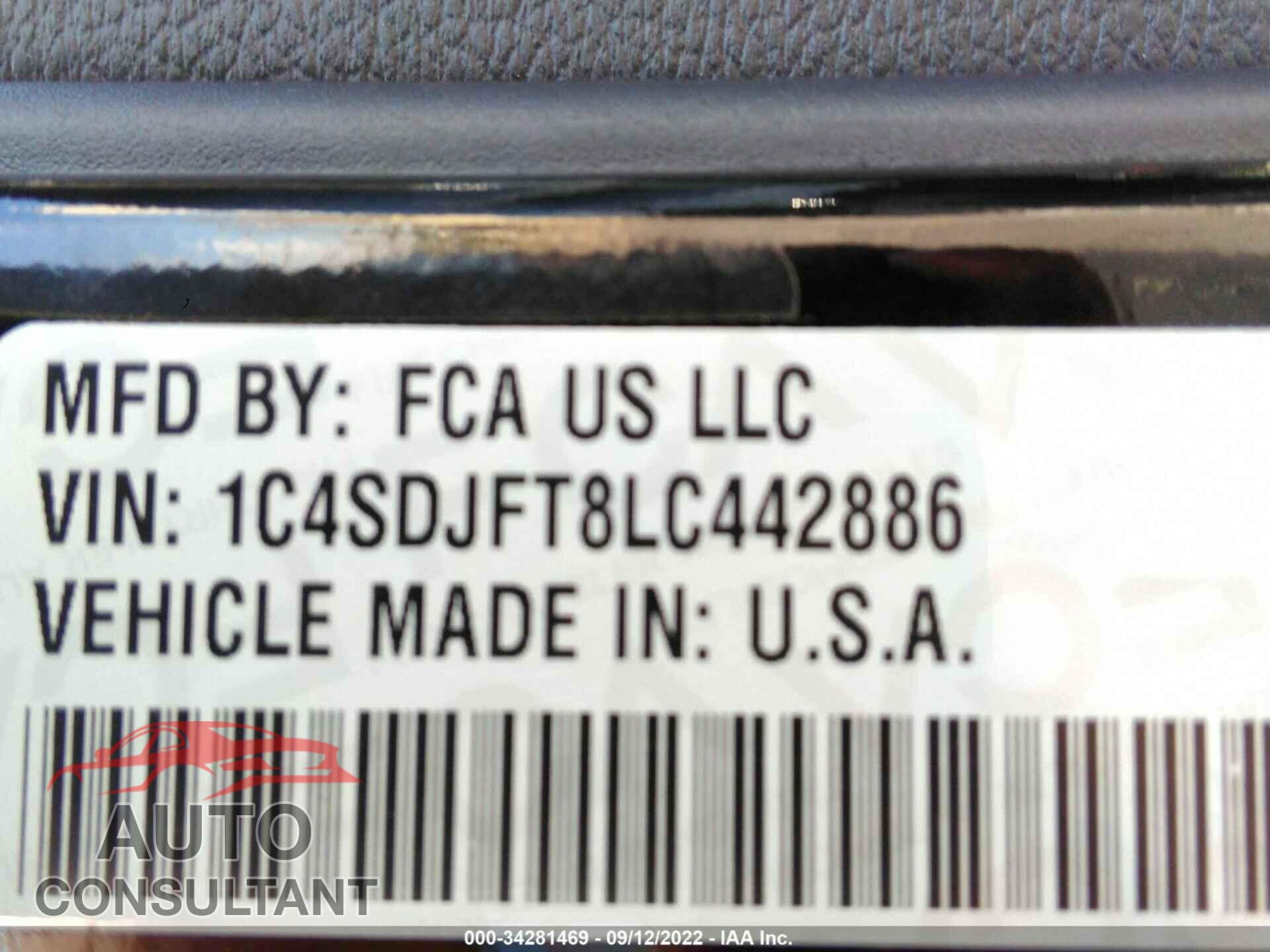 DODGE DURANGO 2020 - 1C4SDJFT8LC442886