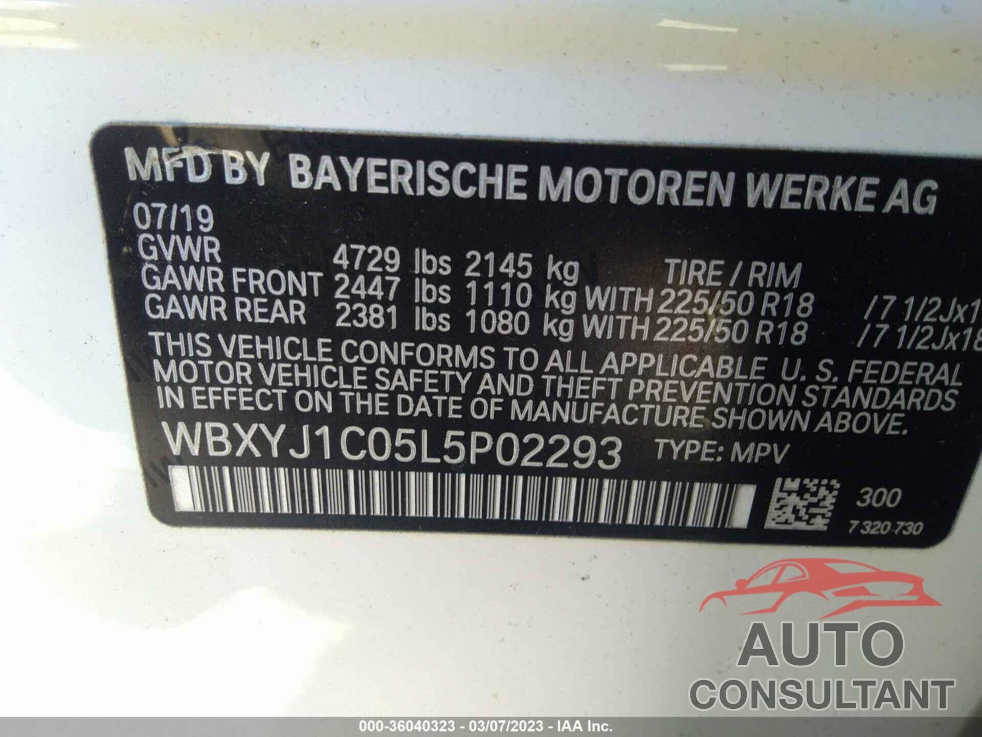 BMW X2 2020 - WBXYJ1C05L5P02293