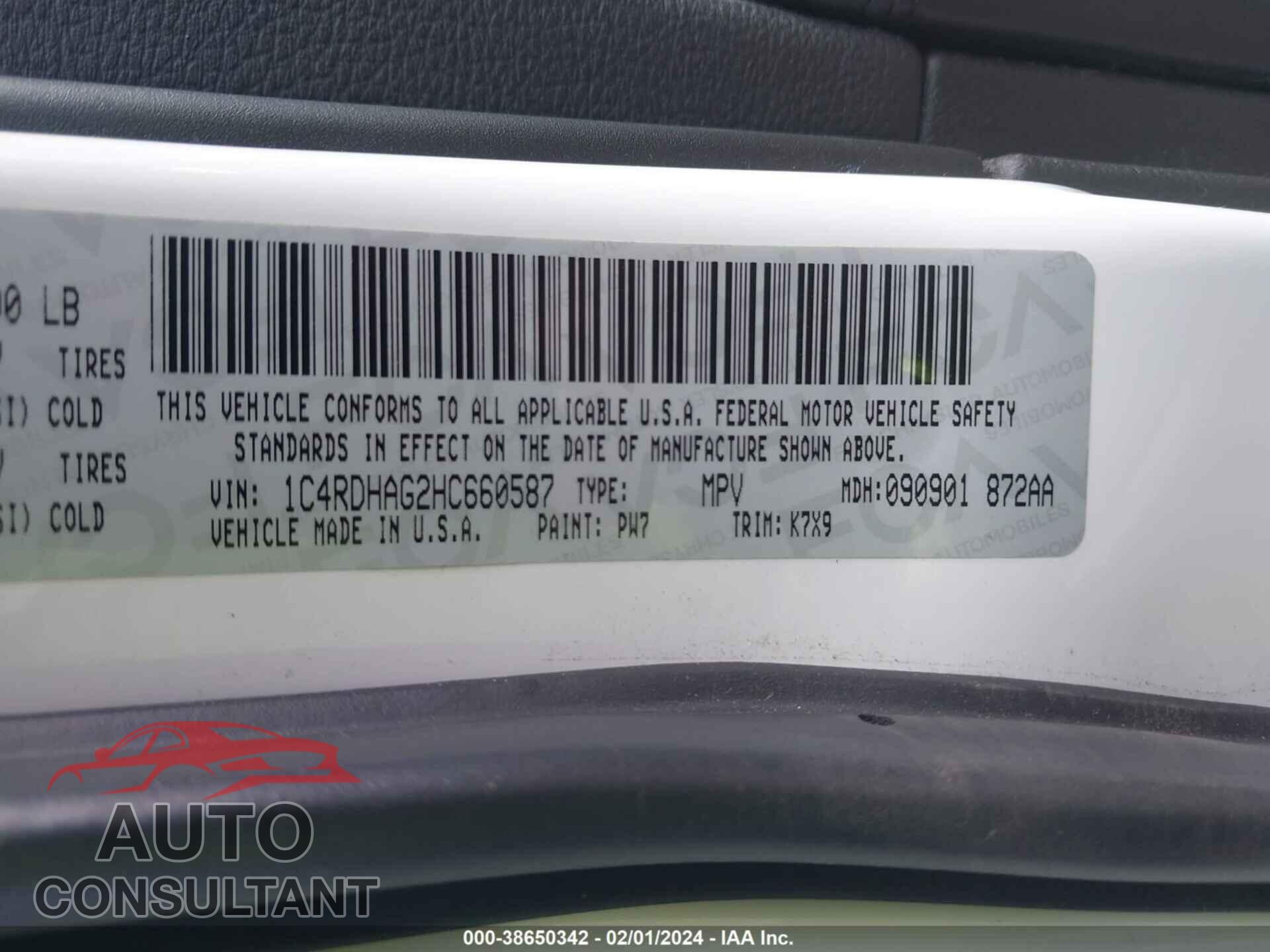 DODGE DURANGO 2017 - 1C4RDHAG2HC660587