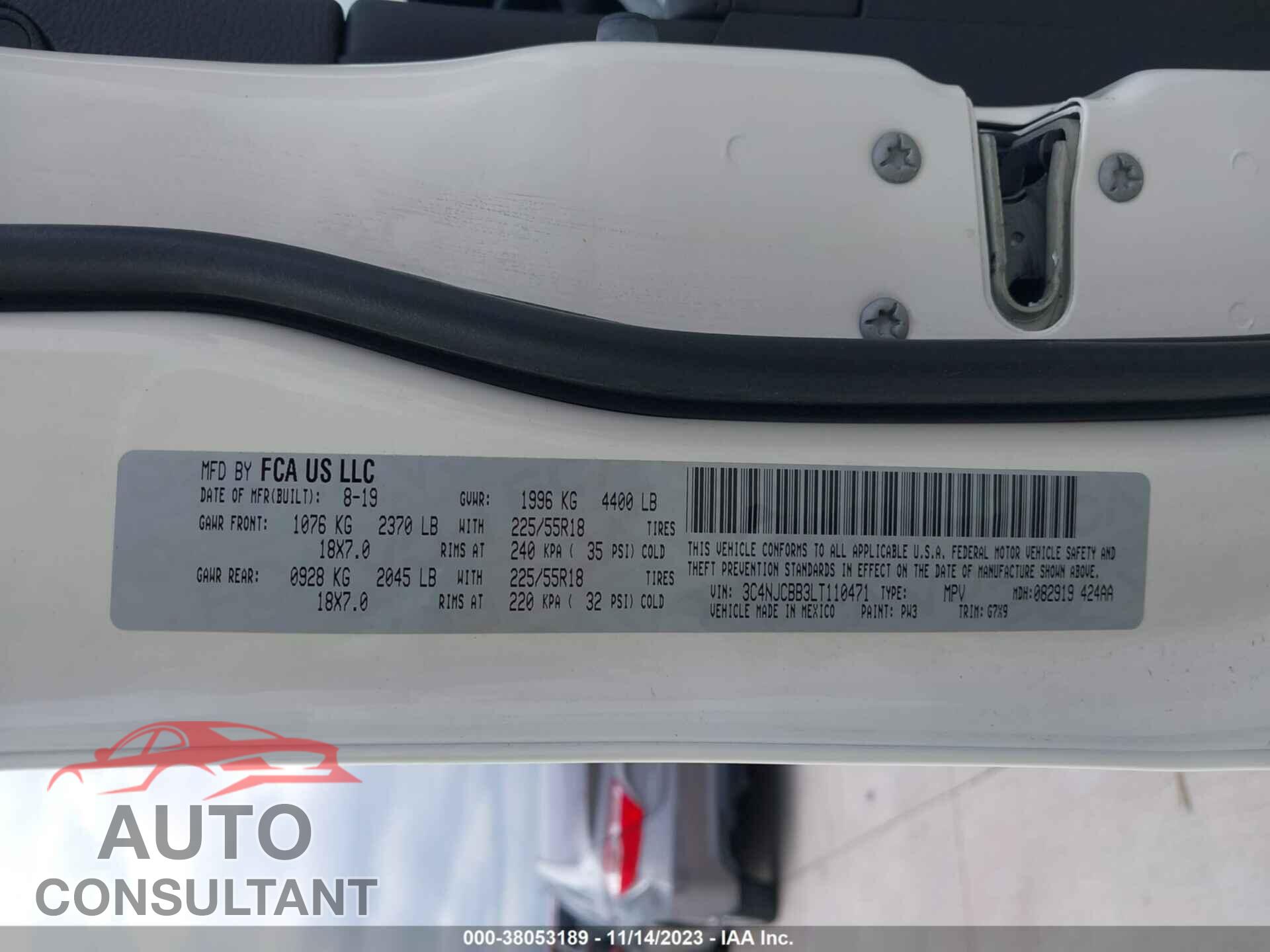 JEEP COMPASS 2020 - 3C4NJCBB3LT110471
