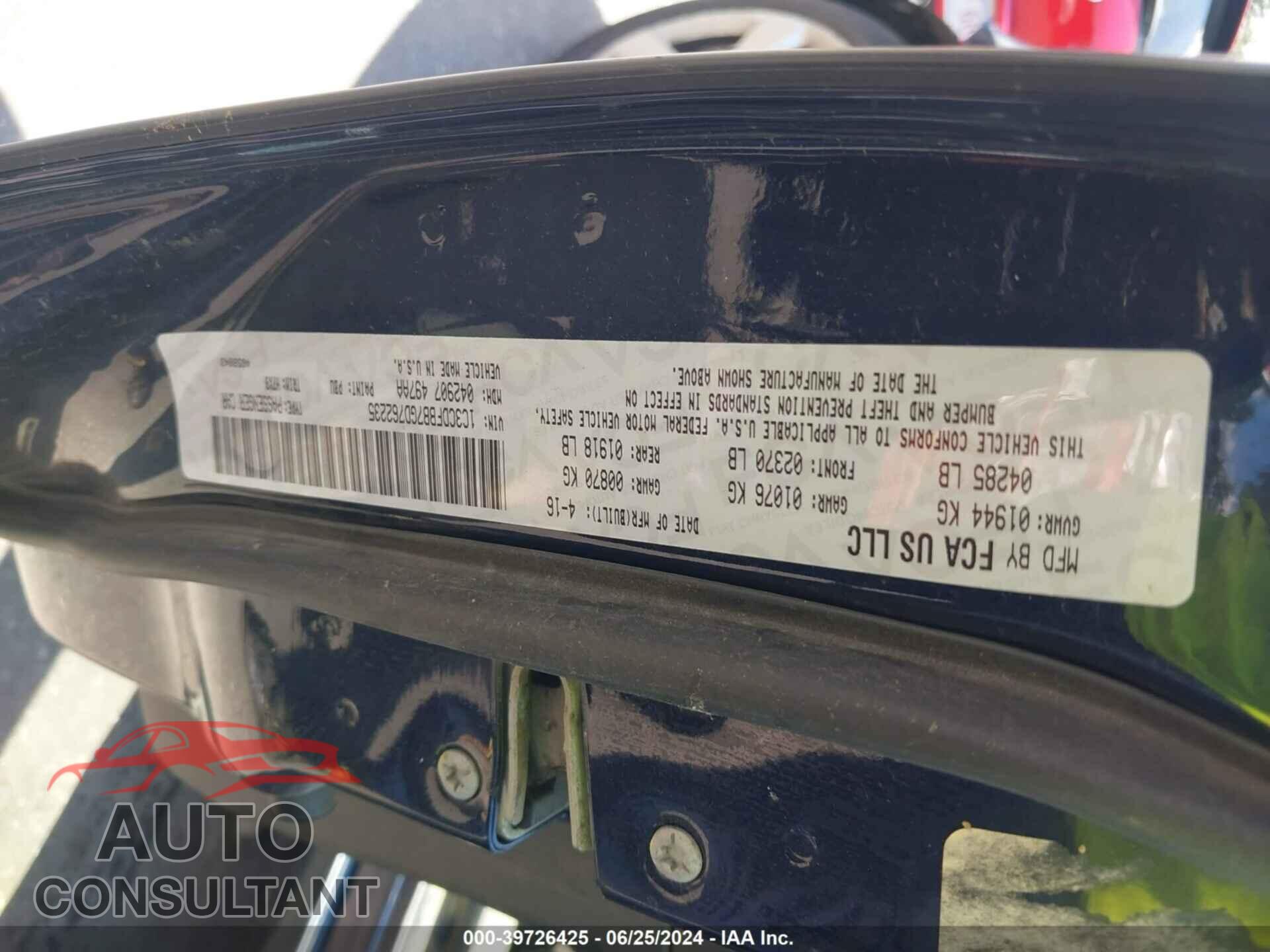 DODGE DART 2016 - 1C3CDFBB7GD762235