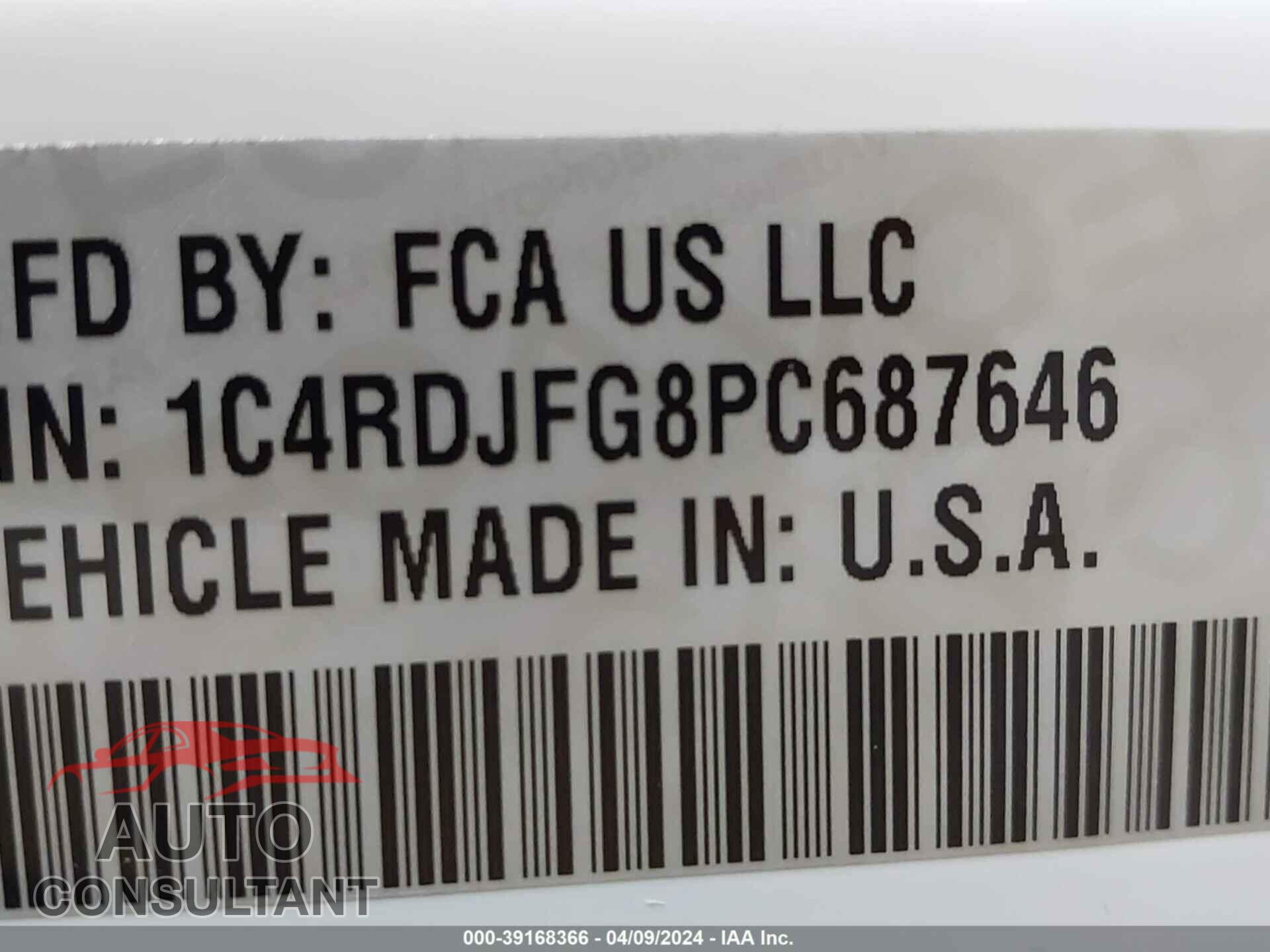 DODGE DURANGO 2023 - 1C4RDJFG8PC687646