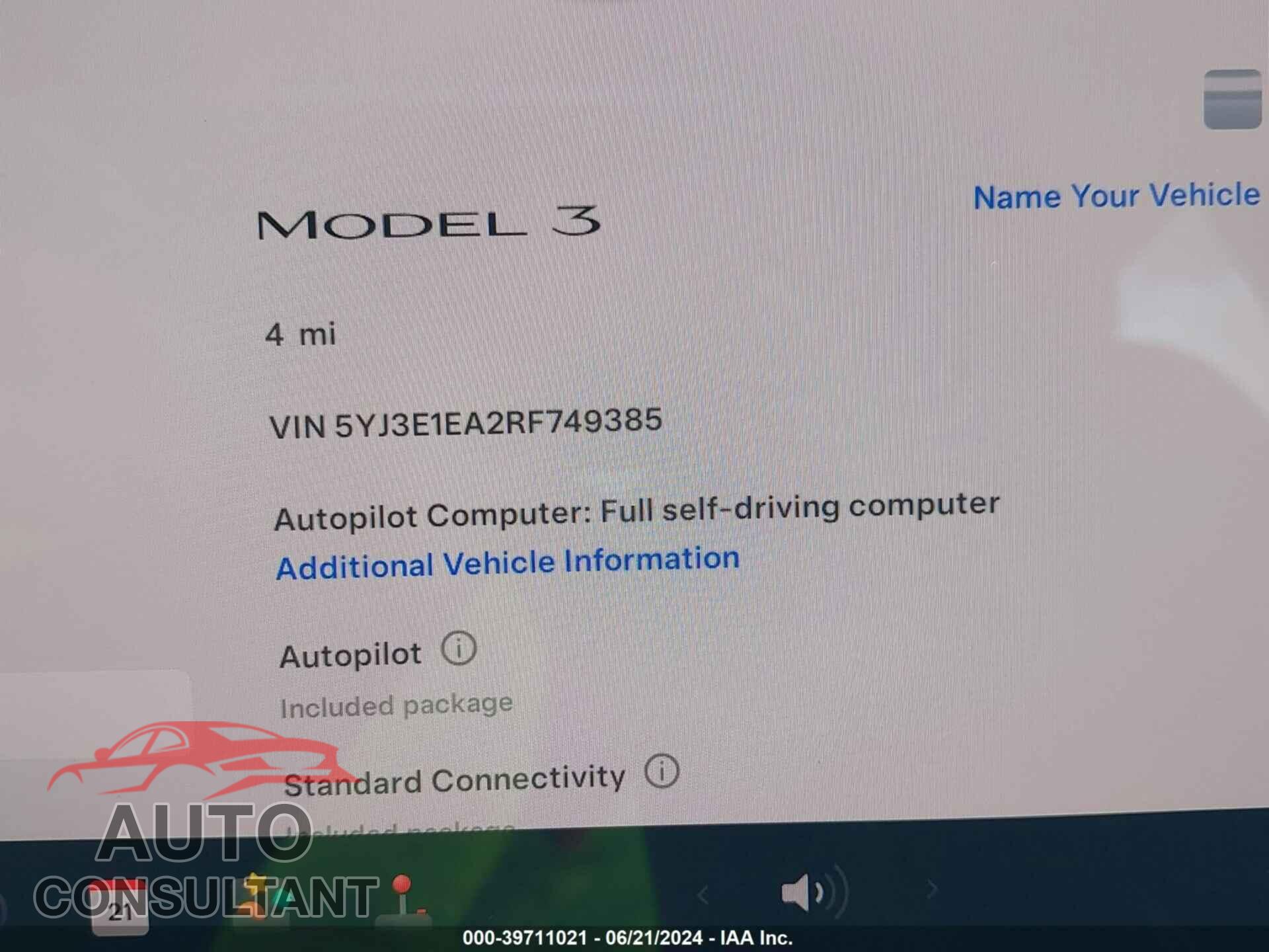 TESLA MODEL 3 2024 - 5YJ3E1EA2RF749385