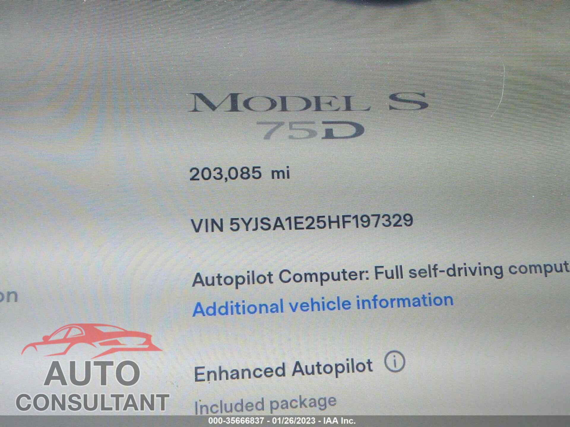 TESLA MODEL S 2017 - 5YJSA1E25HF197329