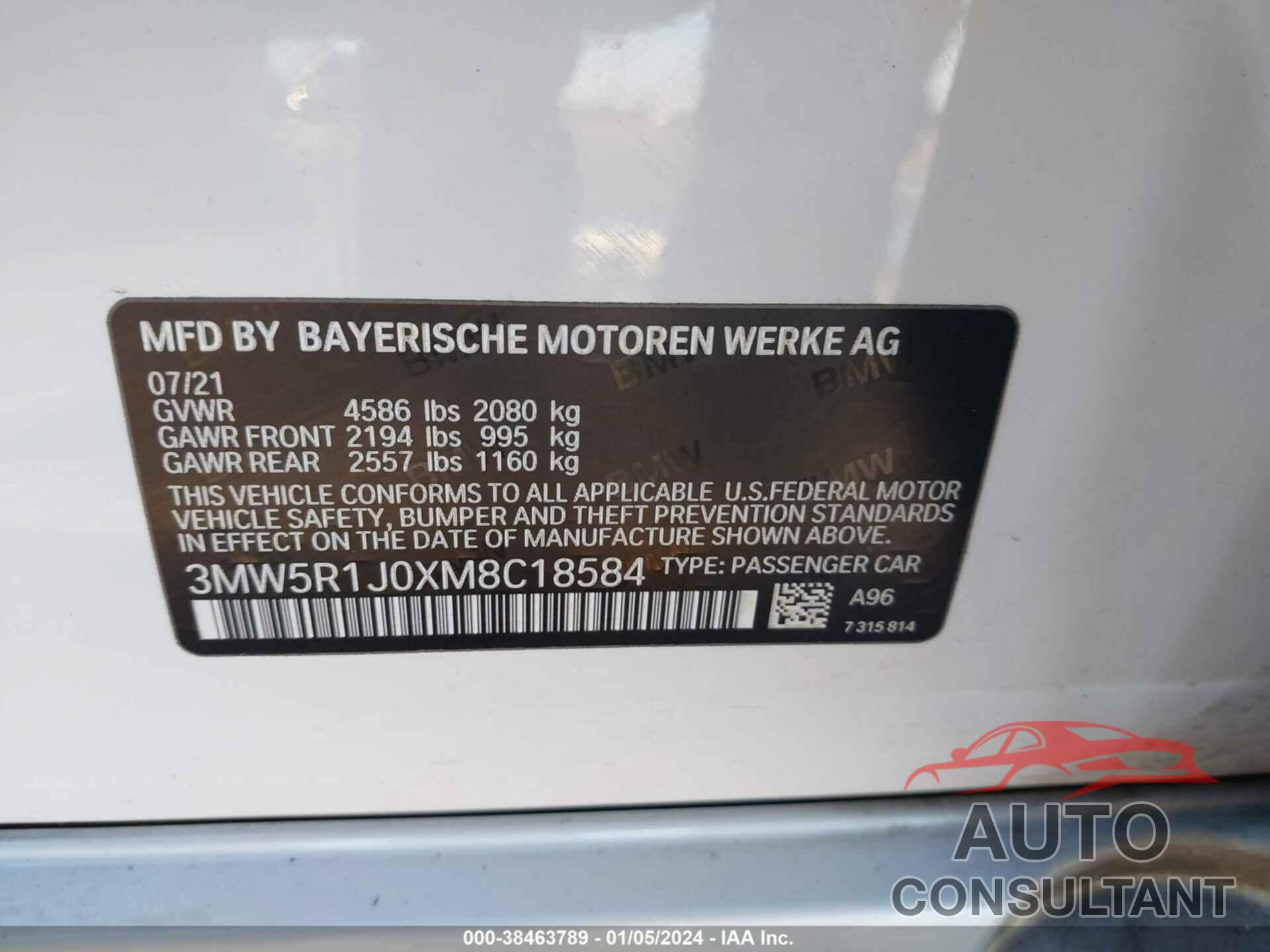 BMW 330I 2021 - 3MW5R1J0XM8C18584