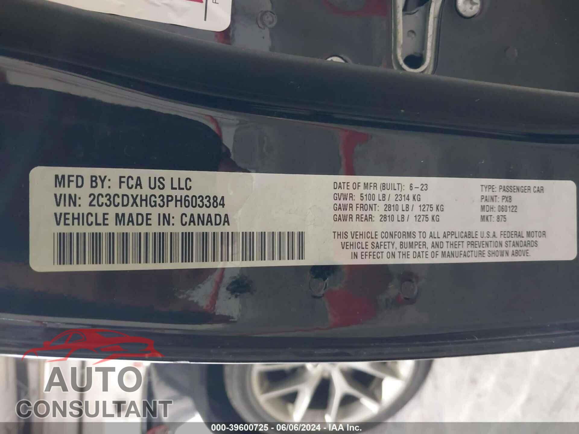 DODGE CHARGER 2023 - 2C3CDXHG3PH603384