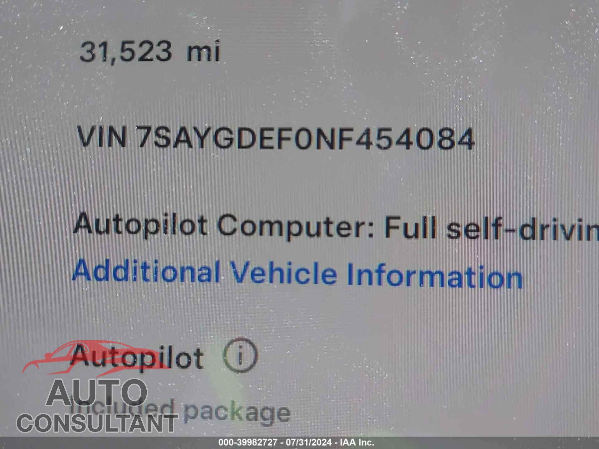 TESLA MODEL Y 2022 - 7SAYGDEF0NF454084