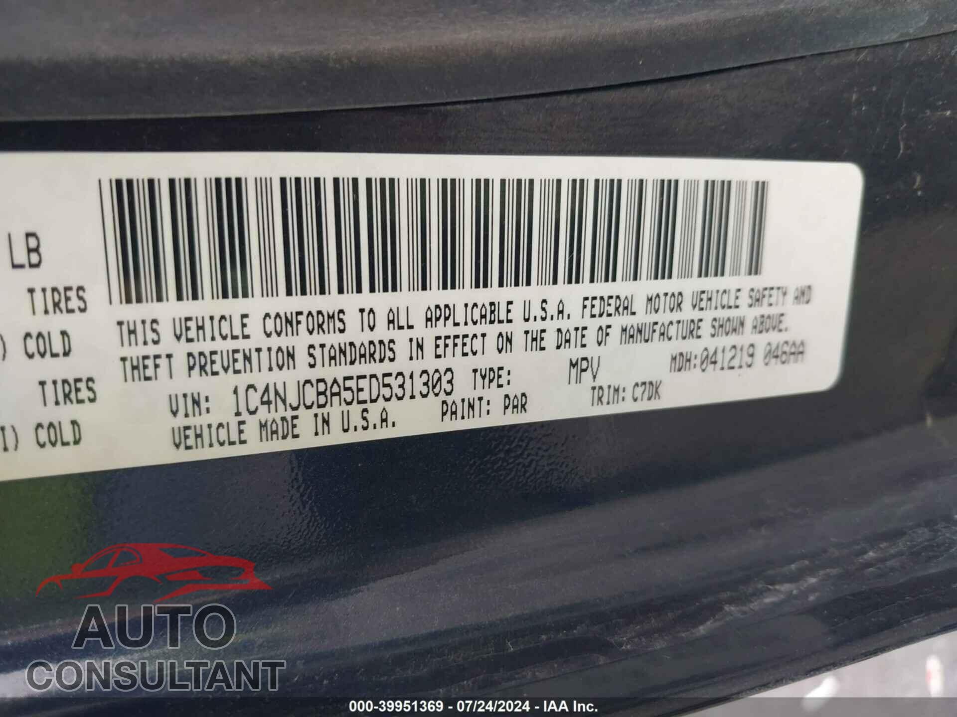 JEEP COMPASS 2014 - 1C4NJCBA5ED531303