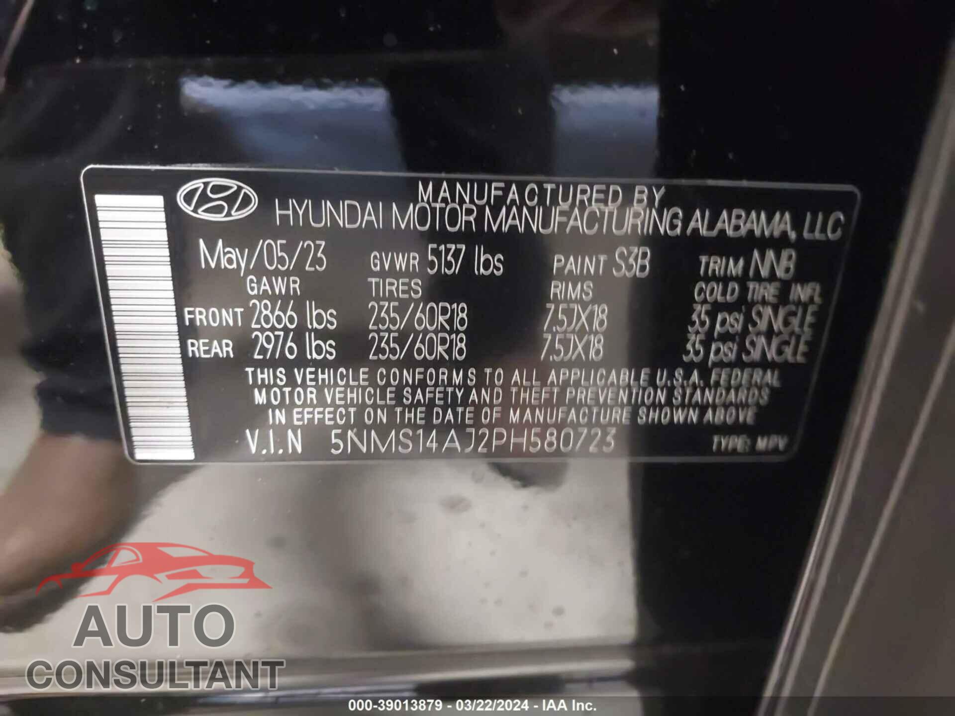 HYUNDAI SANTA FE 2023 - 5NMS14AJ2PH580723