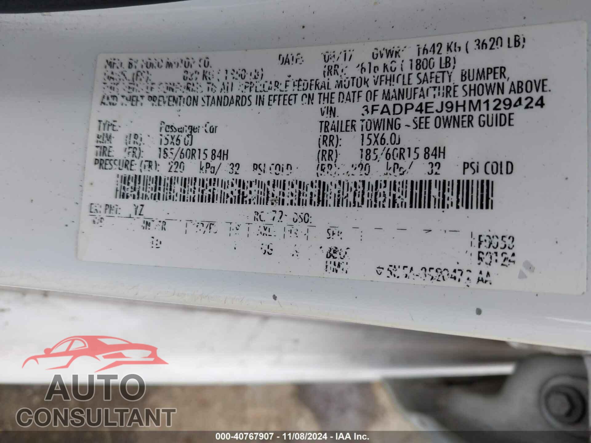FORD FIESTA 2017 - 3FADP4EJ9HM129424