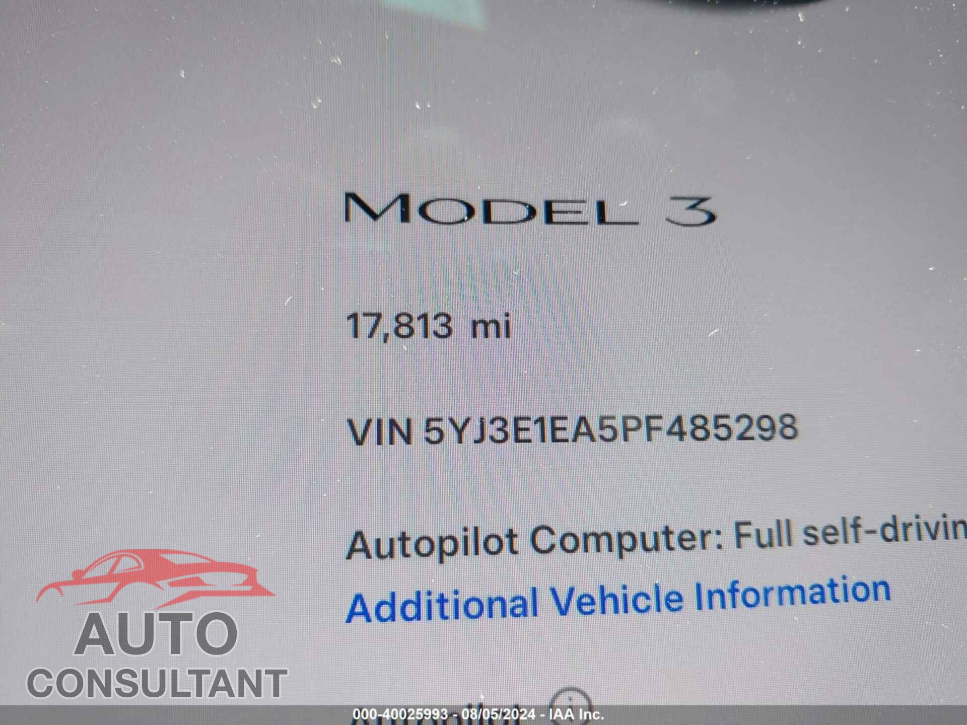 TESLA MODEL 3 2023 - 5YJ3E1EA5PF485298