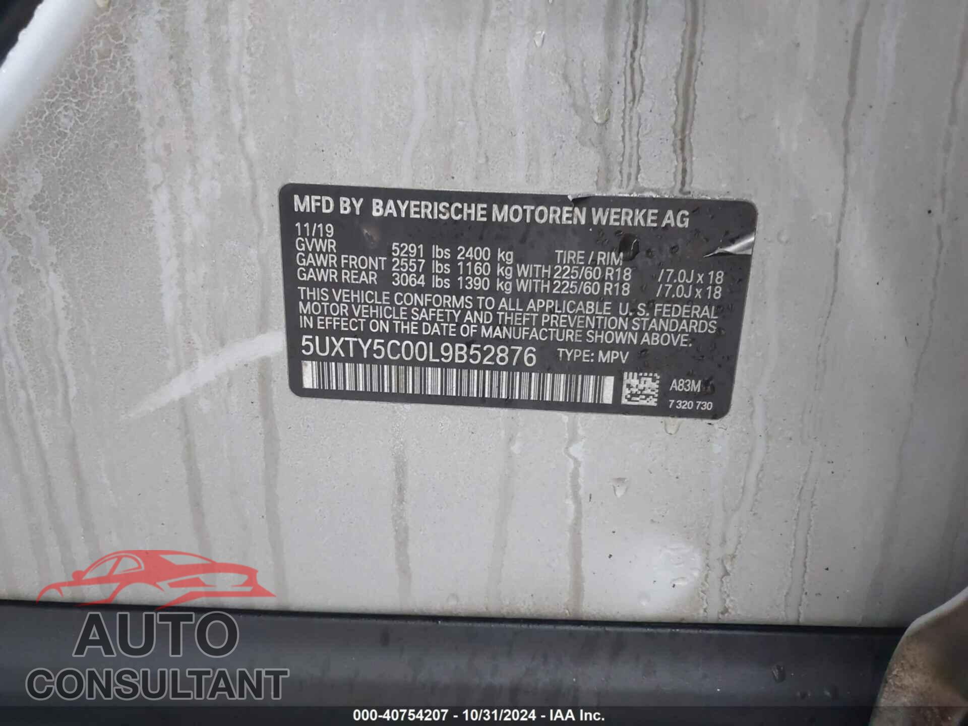 BMW X3 2020 - 5UXTY5C00L9B52876