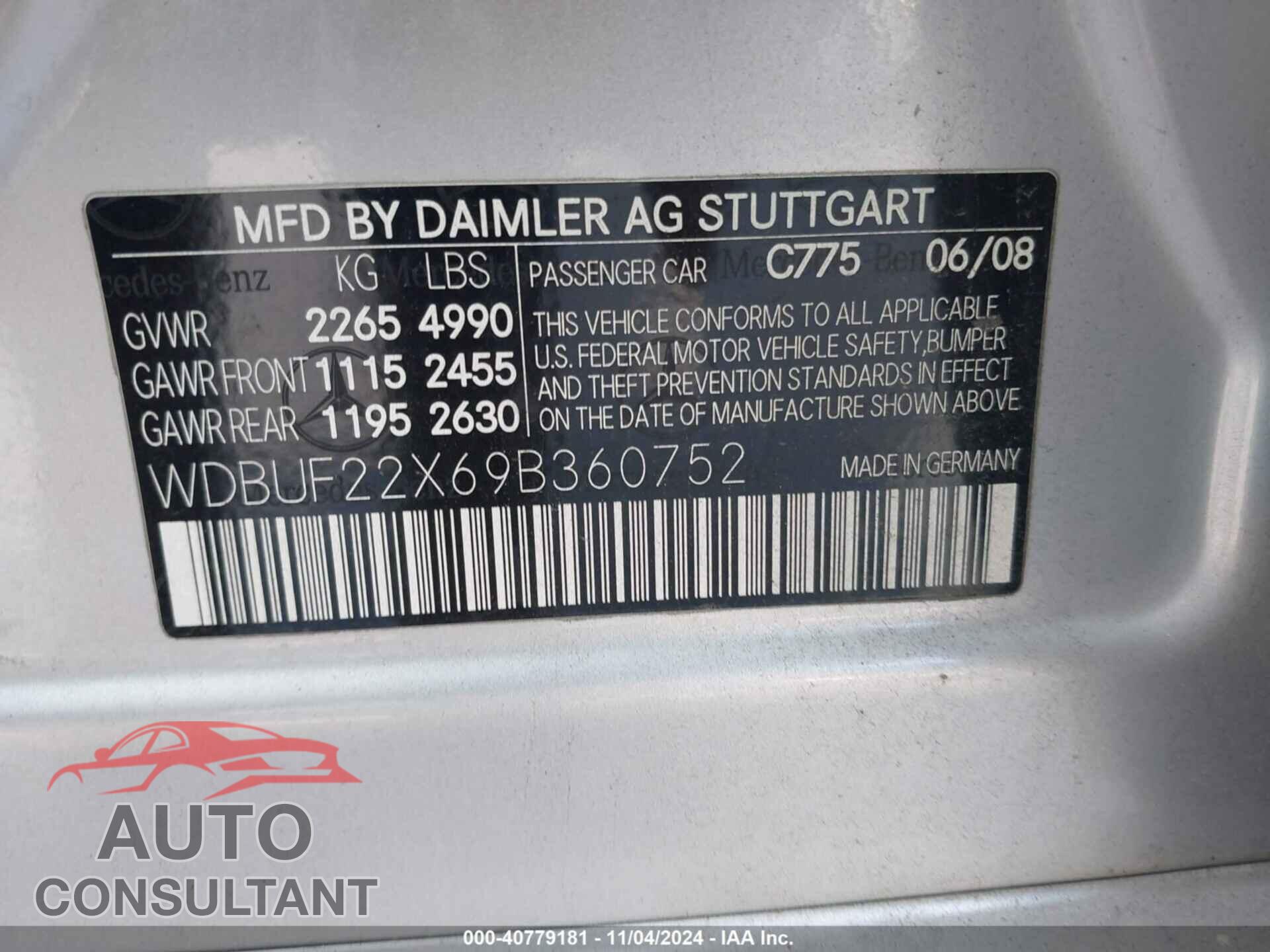 MERCEDES-BENZ E 320 BLUETEC 2009 - WDBUF22X69B360752