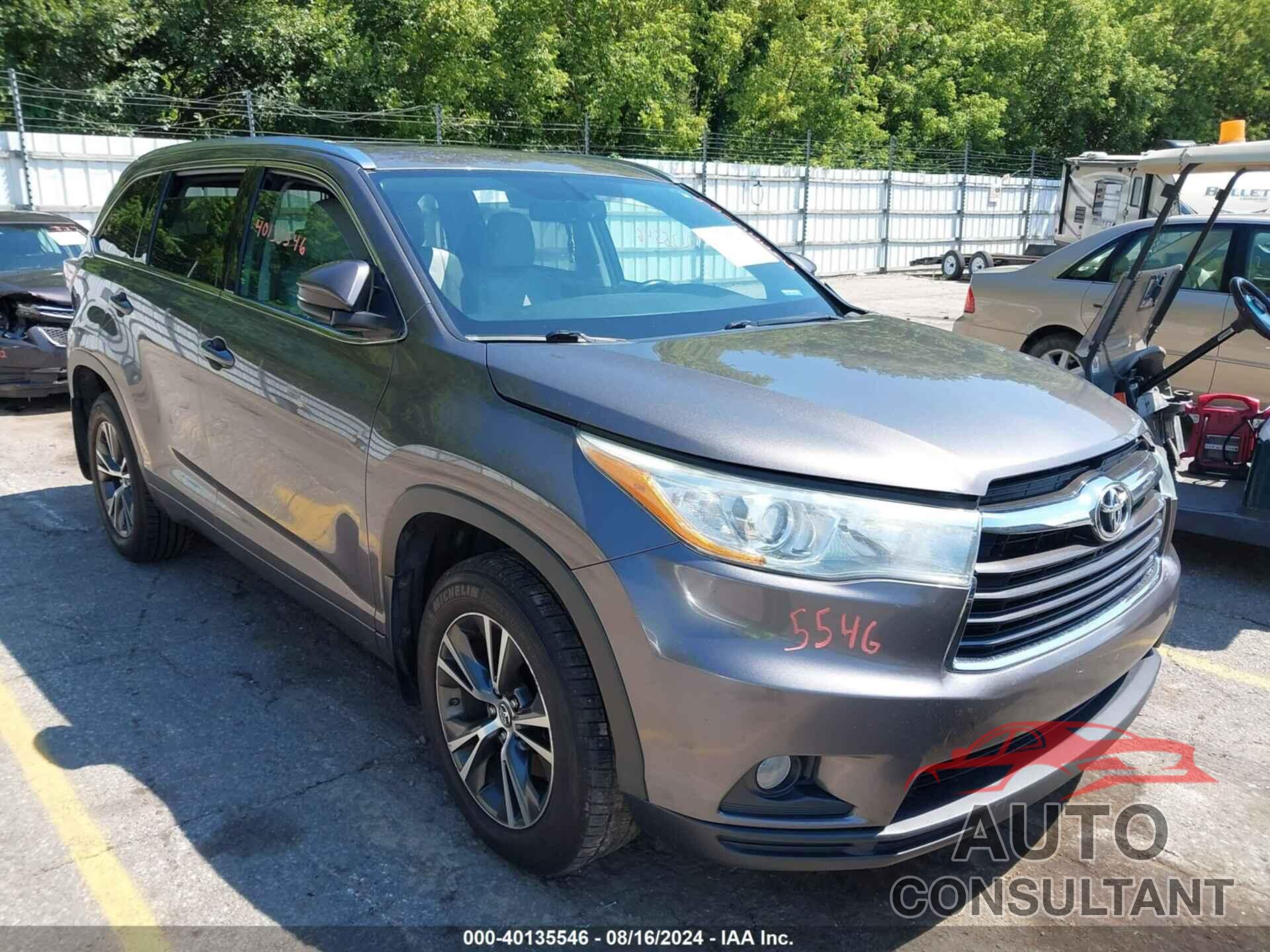 TOYOTA HIGHLANDER 2016 - 5TDJKRFH4GS506843