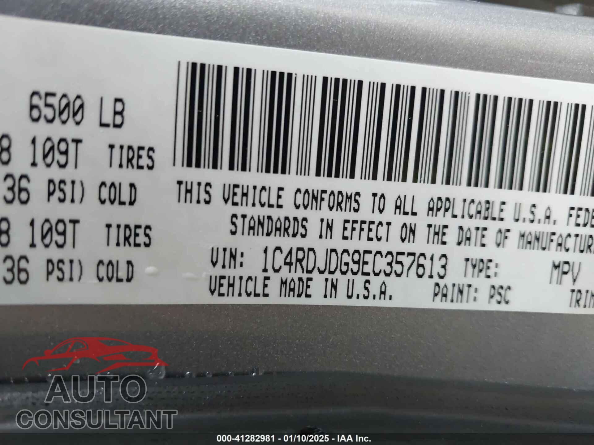 DODGE DURANGO 2014 - 1C4RDJDG9EC357613